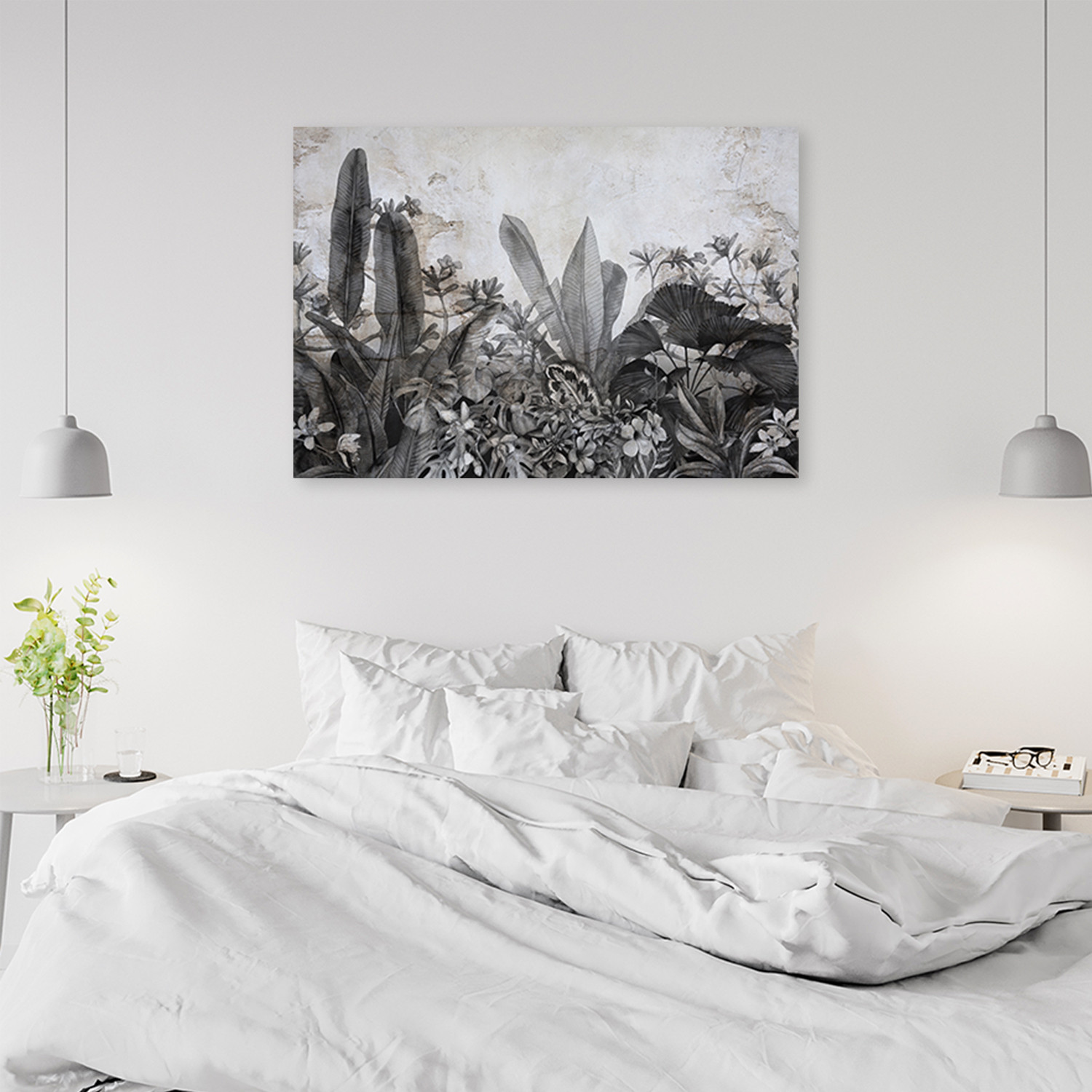 Canvasbillede, Jungle blade beton grå