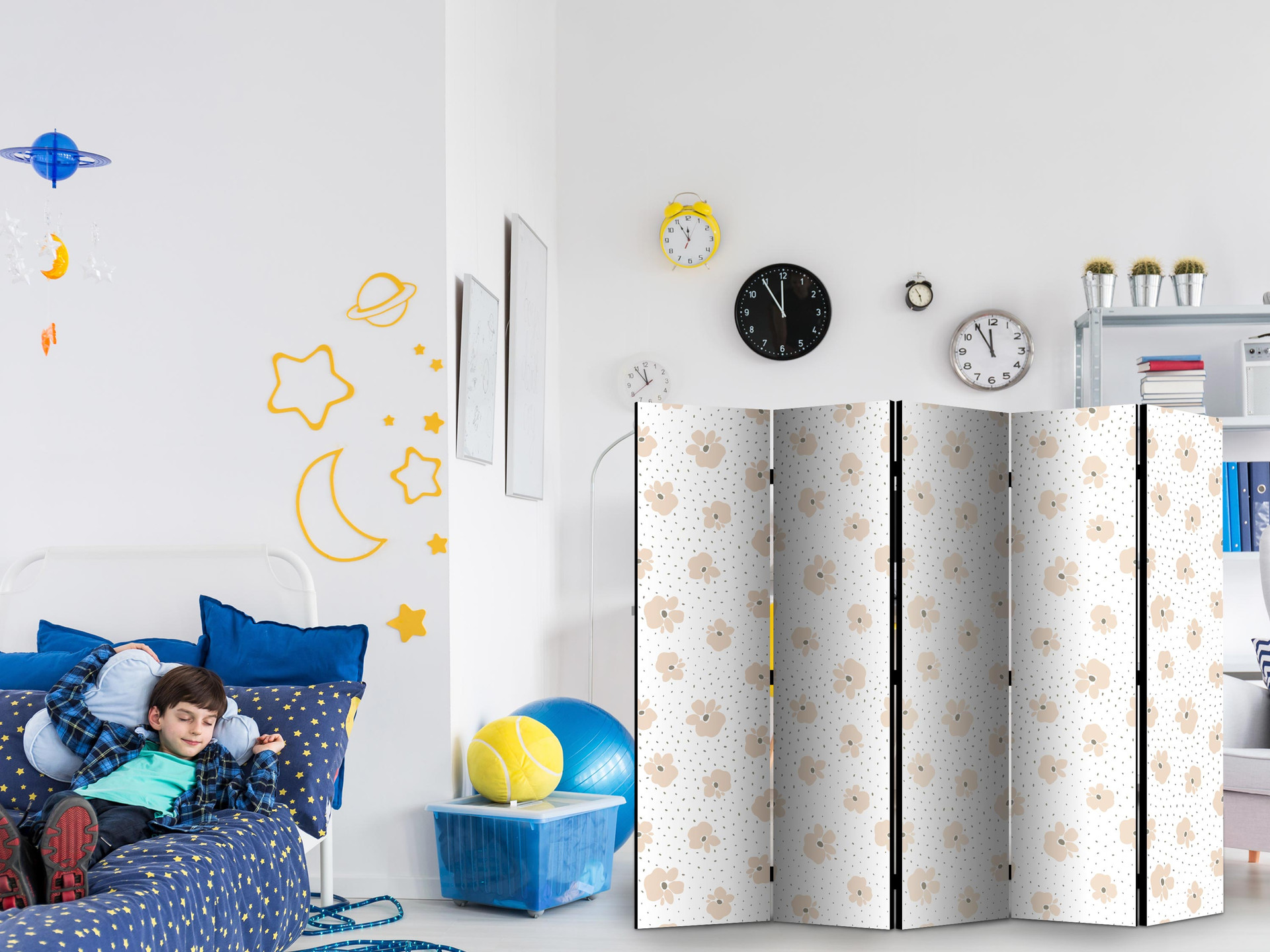 Paravent, Raumteiler freistehend, Trennwand - Children Flowers II, 5-teilig - einseitig bedruckt - 2