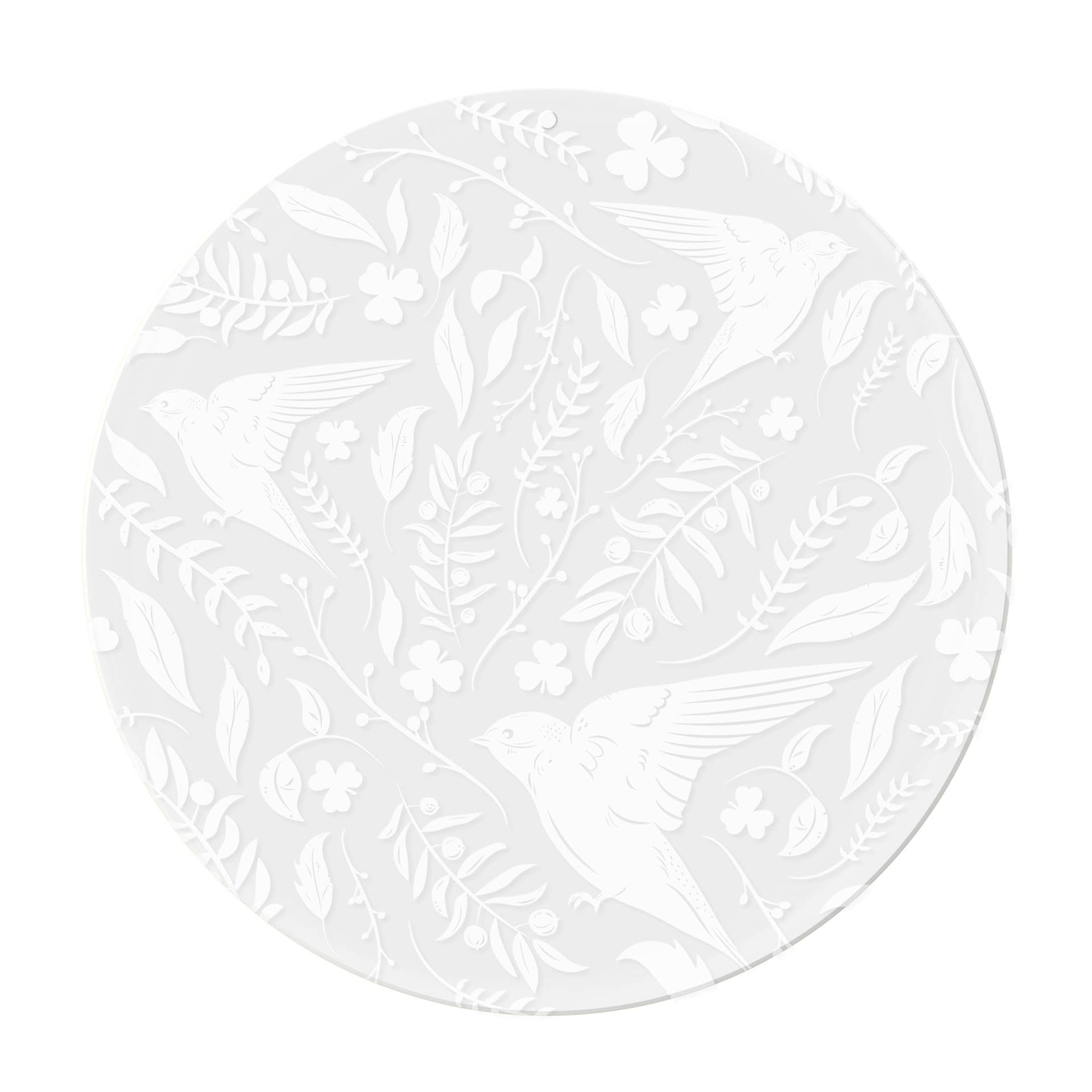 Akrylbillede, vinduesbillede til at hænge op Delikate fugle og blomster i foråret - rund