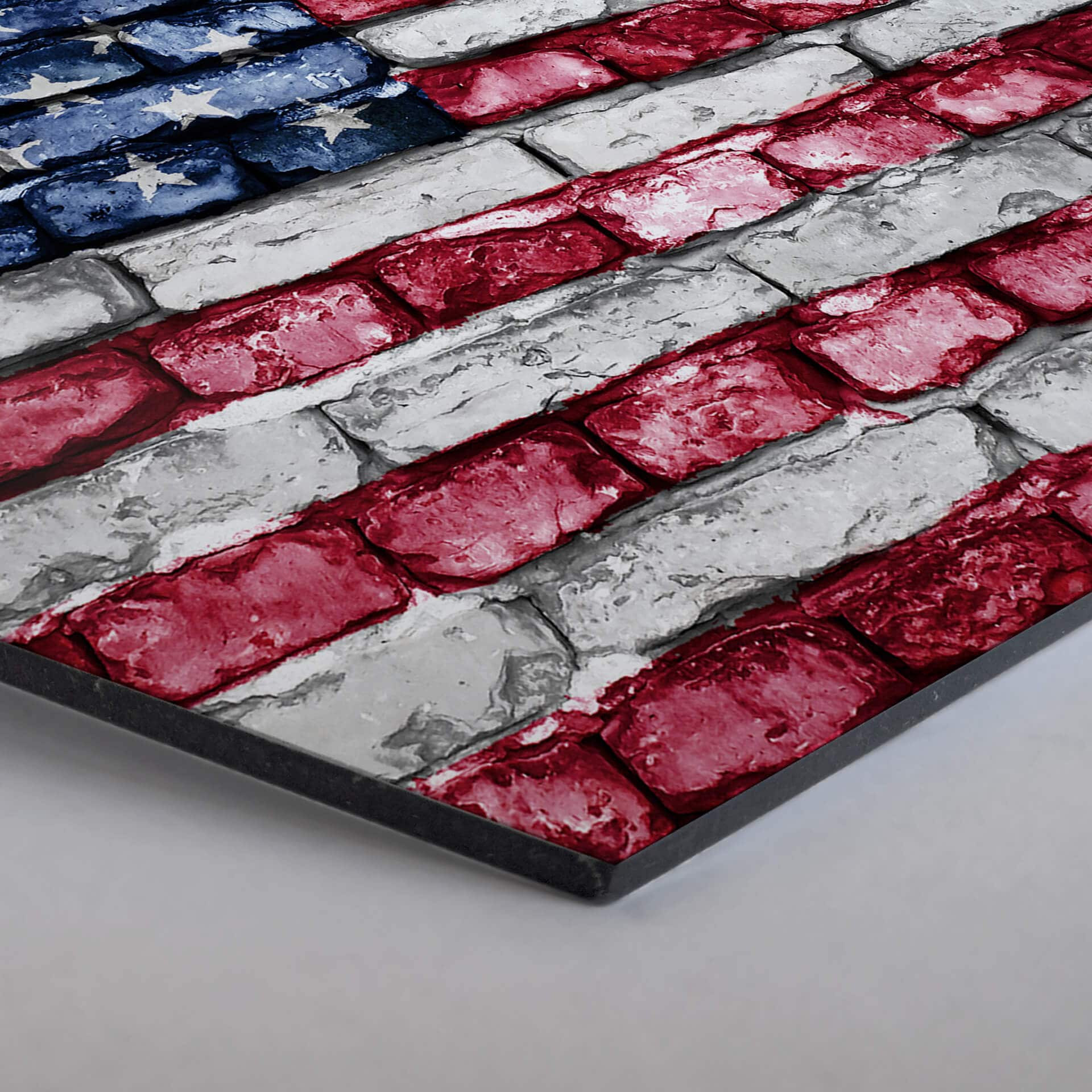 Hexagon - Alu-Dibond - Stars and Stripes murstenseffekt