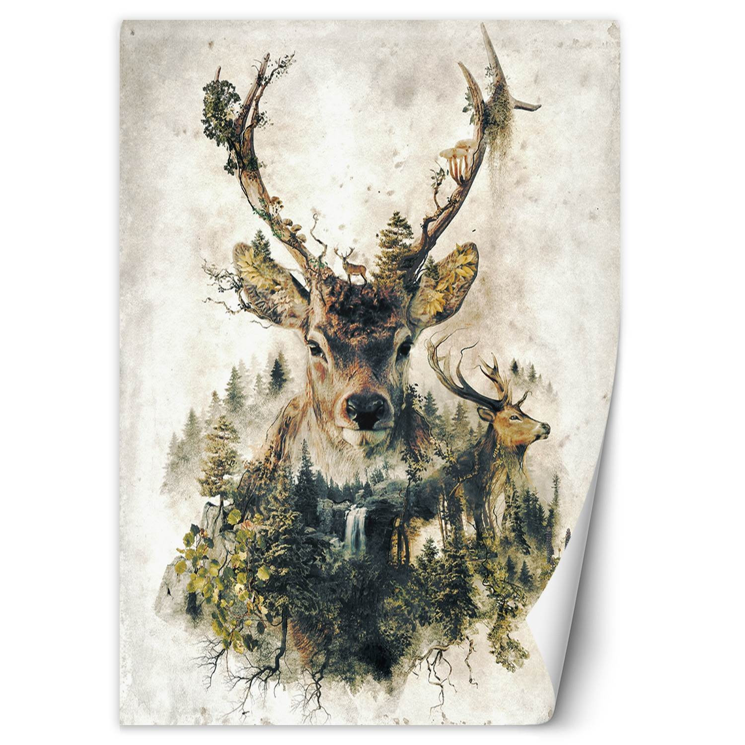 Fototapete, Hirsche im Wald