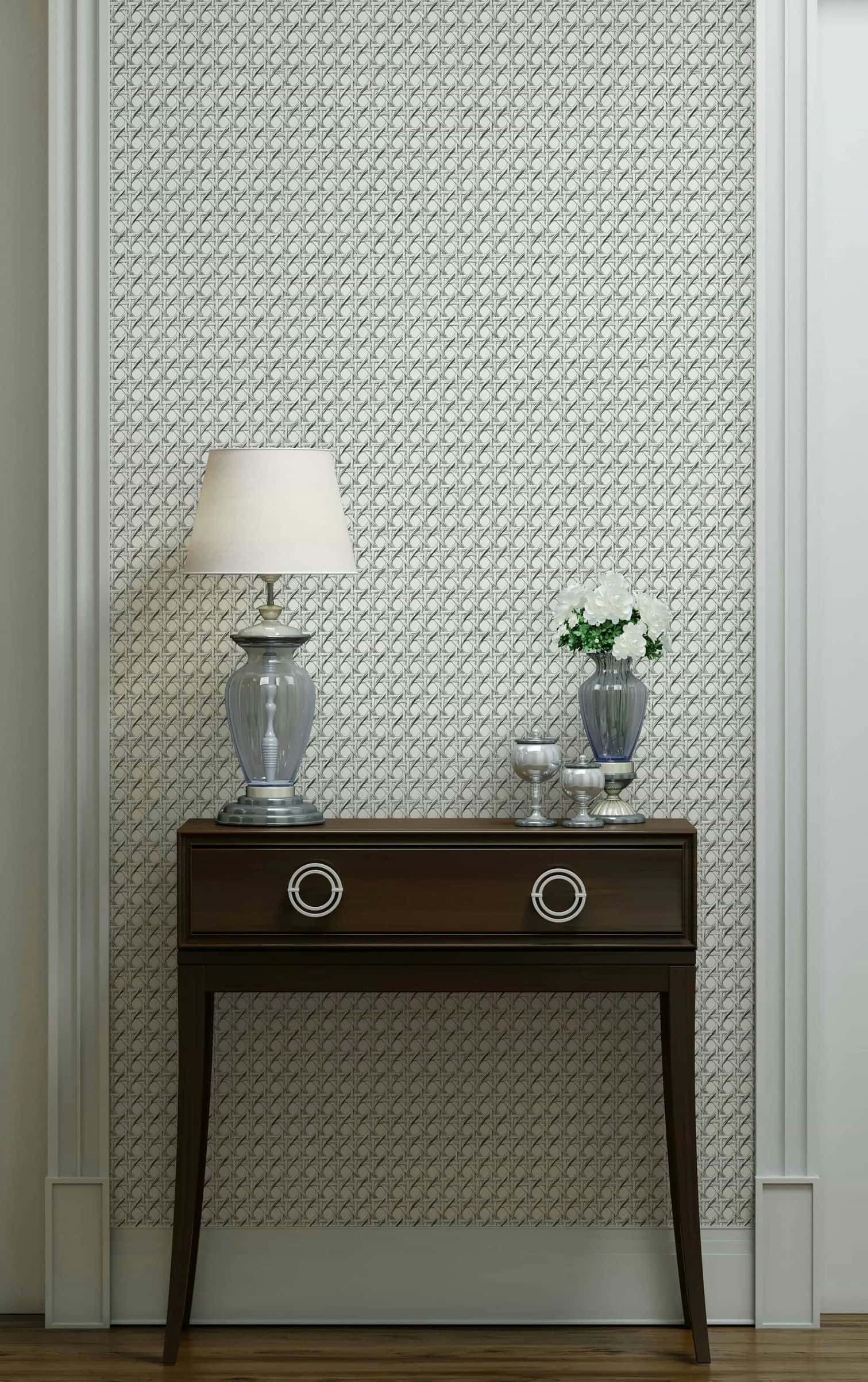 Vliesbehang in houtlook en geweven look wit, grijze houtlook