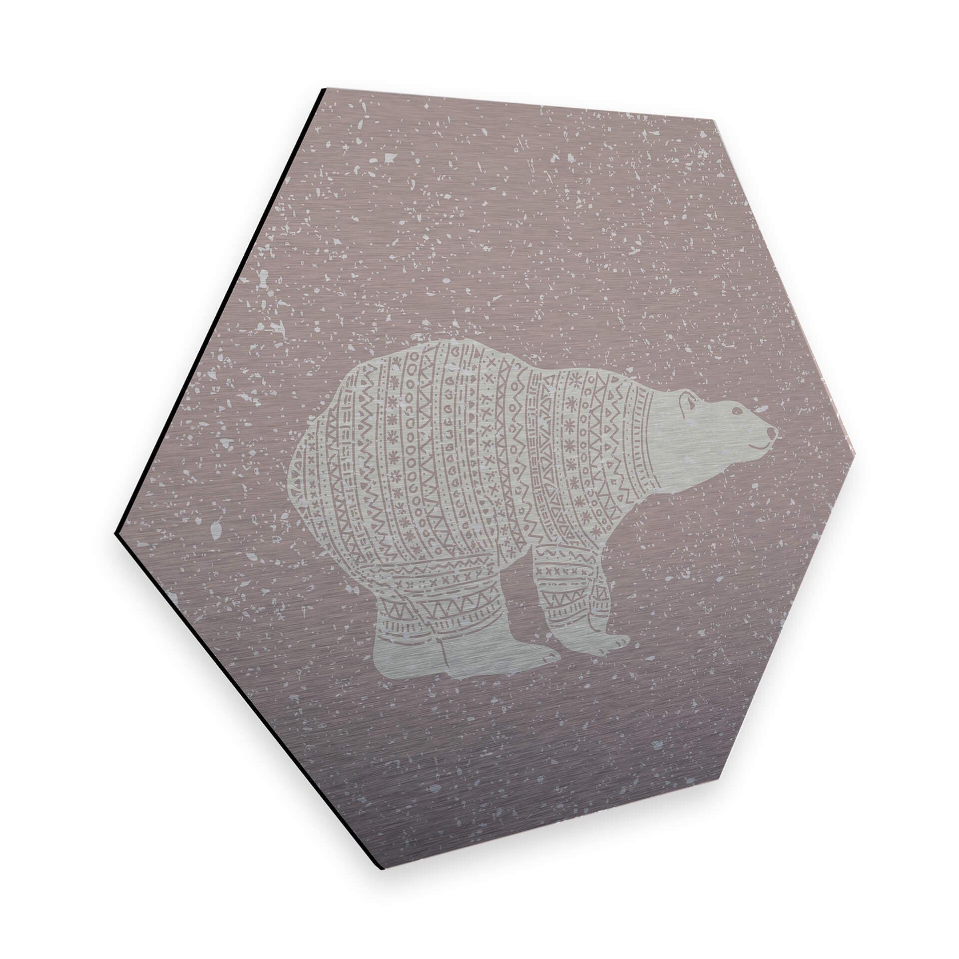 Hexagon - Alu-Dibond zilver effect - Ijsberen