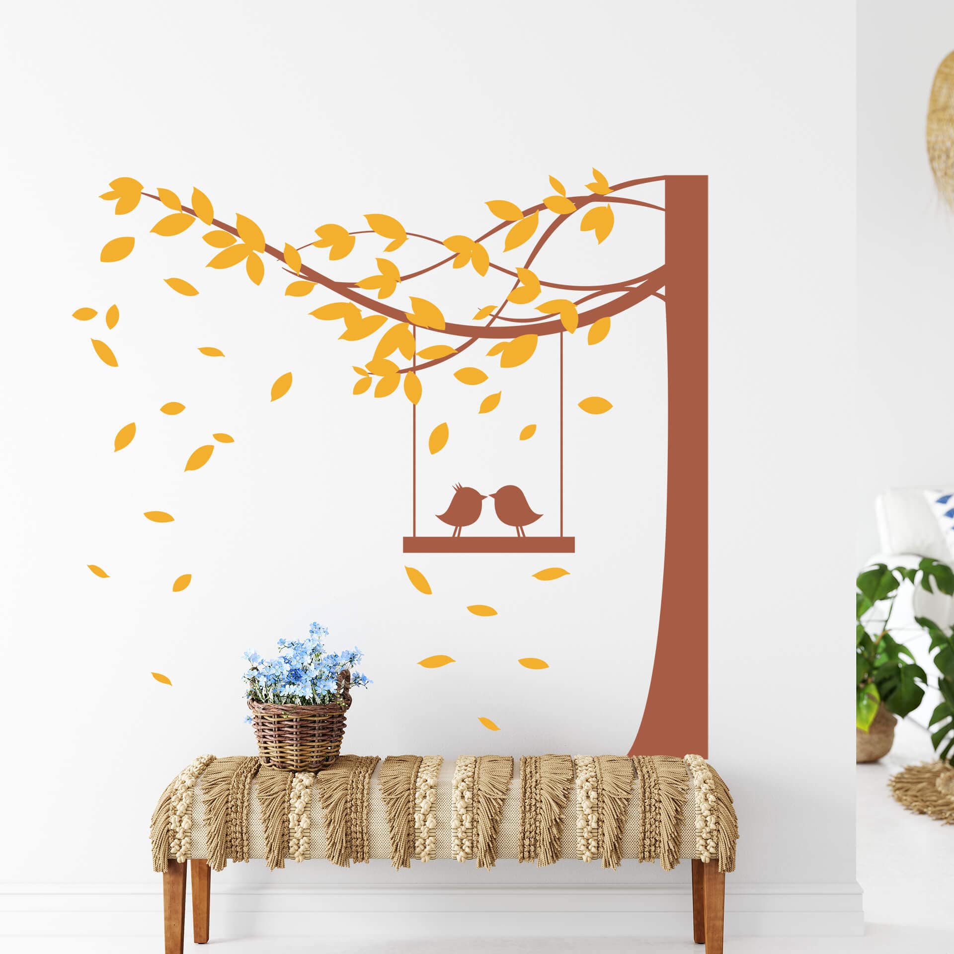 Wallsticker Træ med fugle i 2 farver