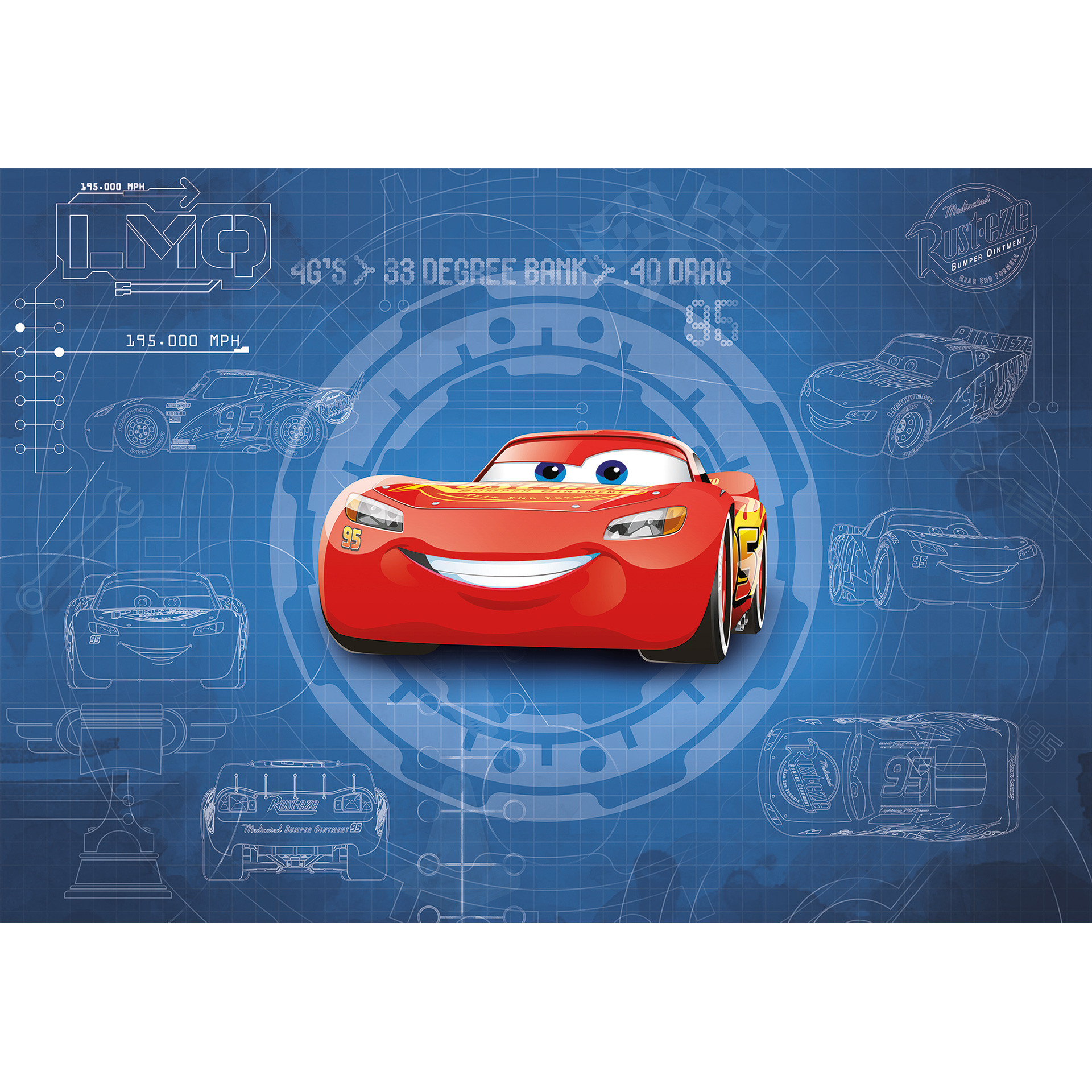 Fotobehang Disney Cars 3 Blueprint