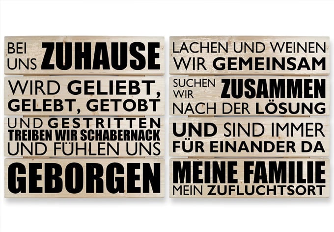 Holzbild-Set Bei uns zu Hause - schwarz (2-teilig)