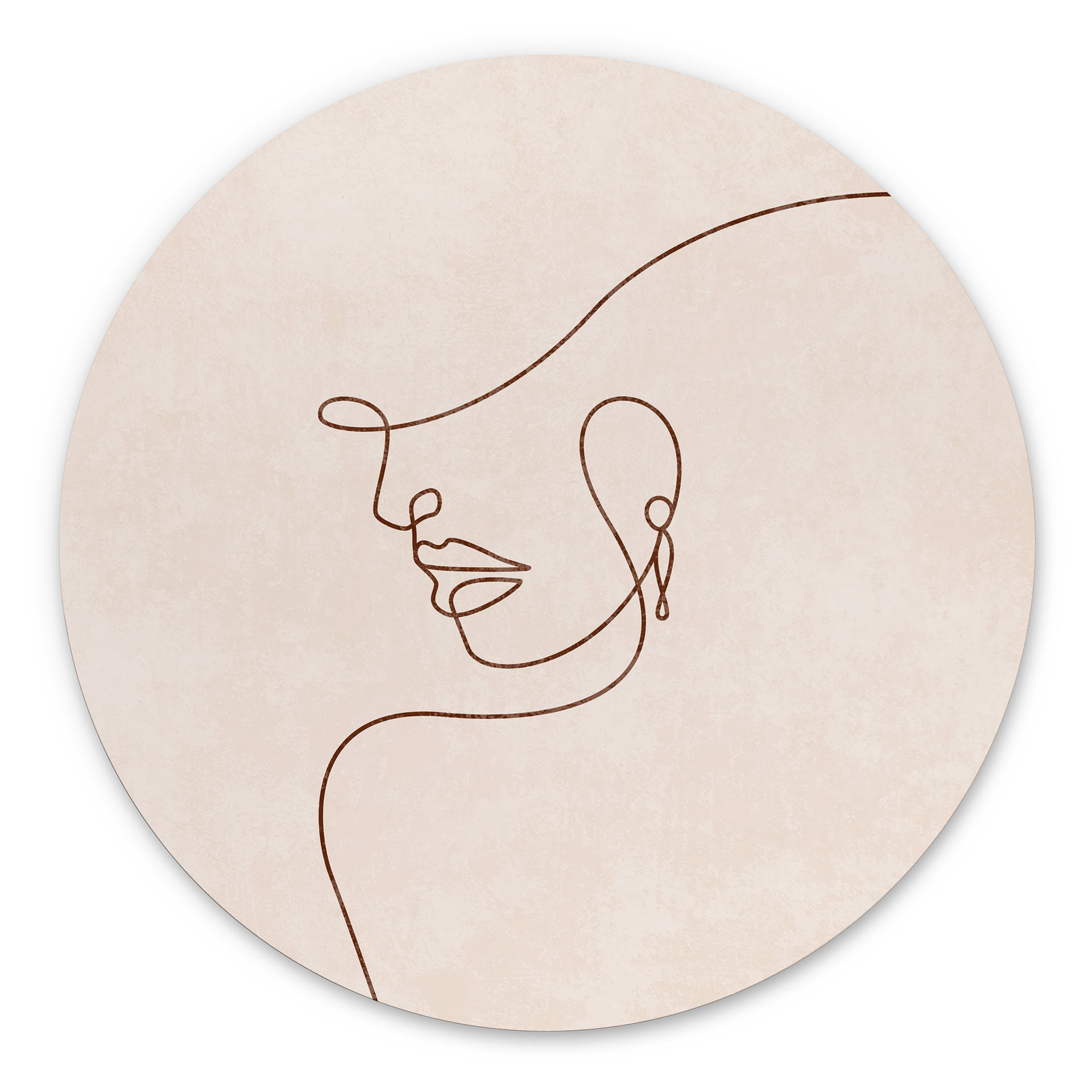 Billede Delikate konturer af en kvinde - Line Art - Tunaboylu - rund – print på aluminium