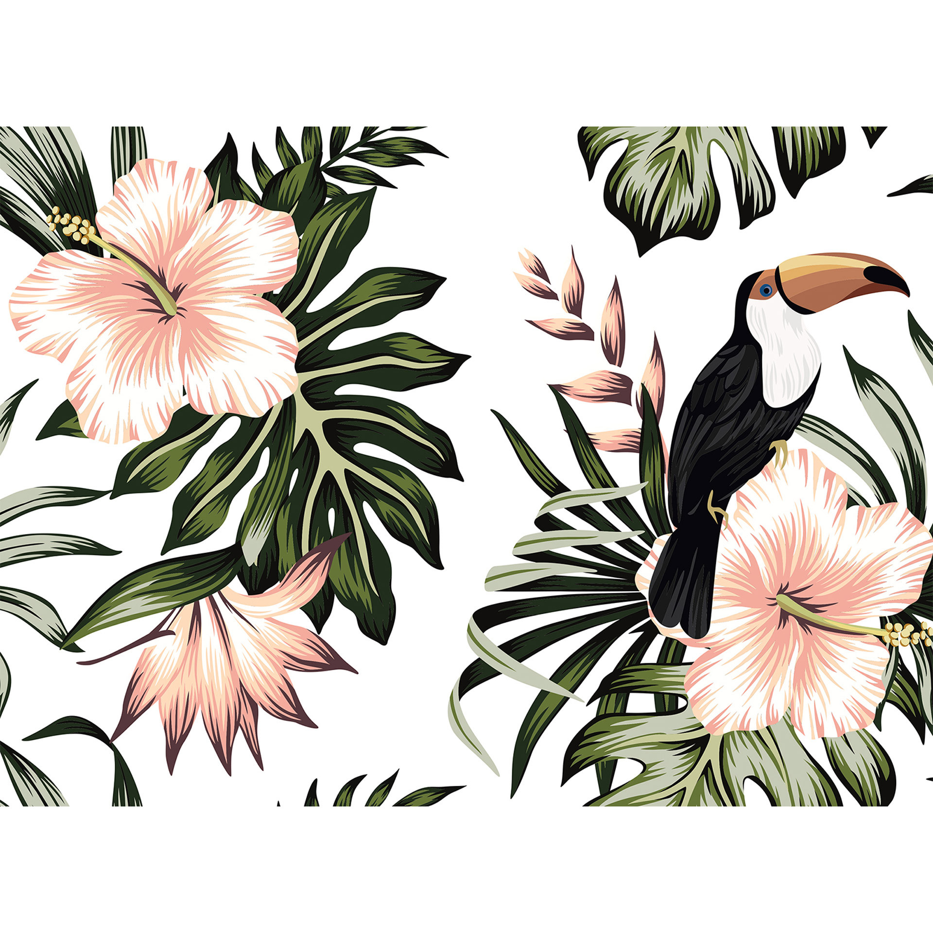 Livingwalls Fotobehang Designwalls Tucan Flowers