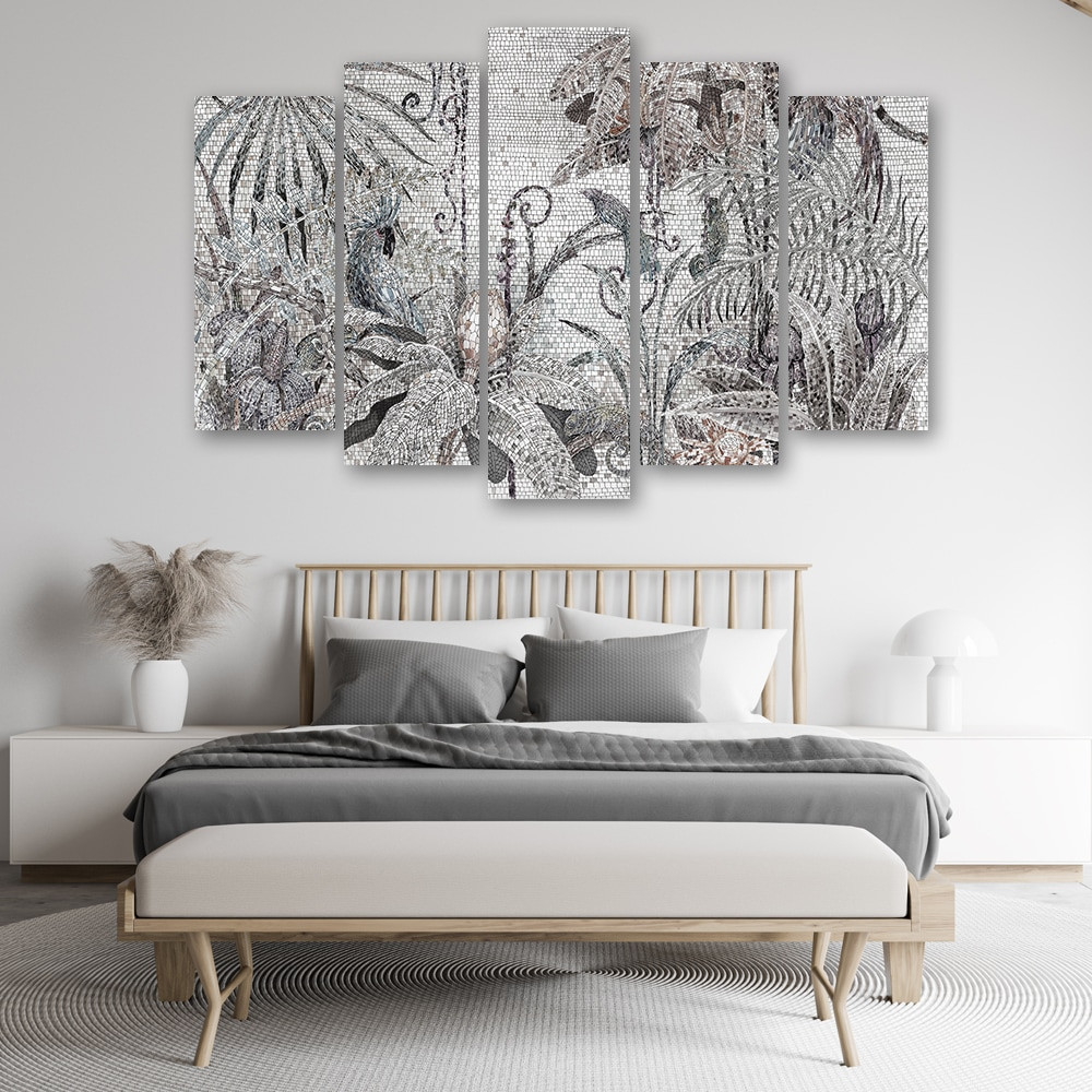 5 stykke lærredstryk Mosaikjungle