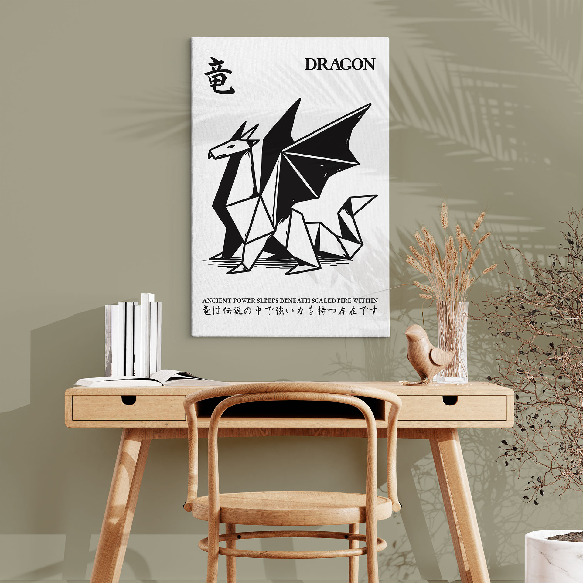 Canvas schilderij Geometrische Draak Origami - Krygowski