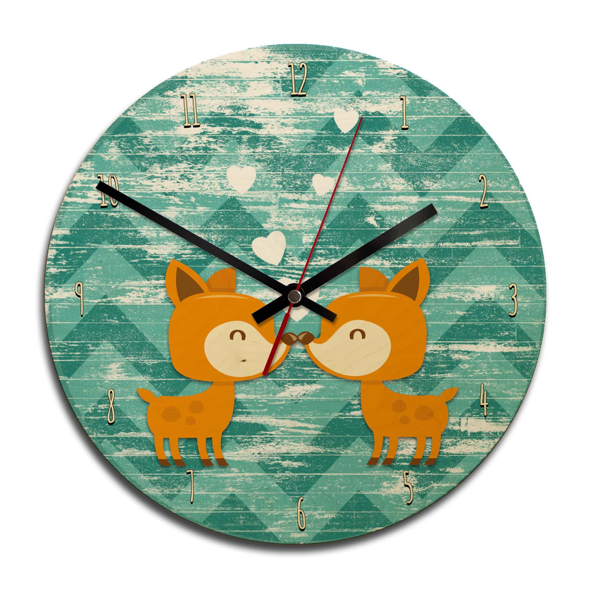 Horloge murale en bois - Baisers de biche