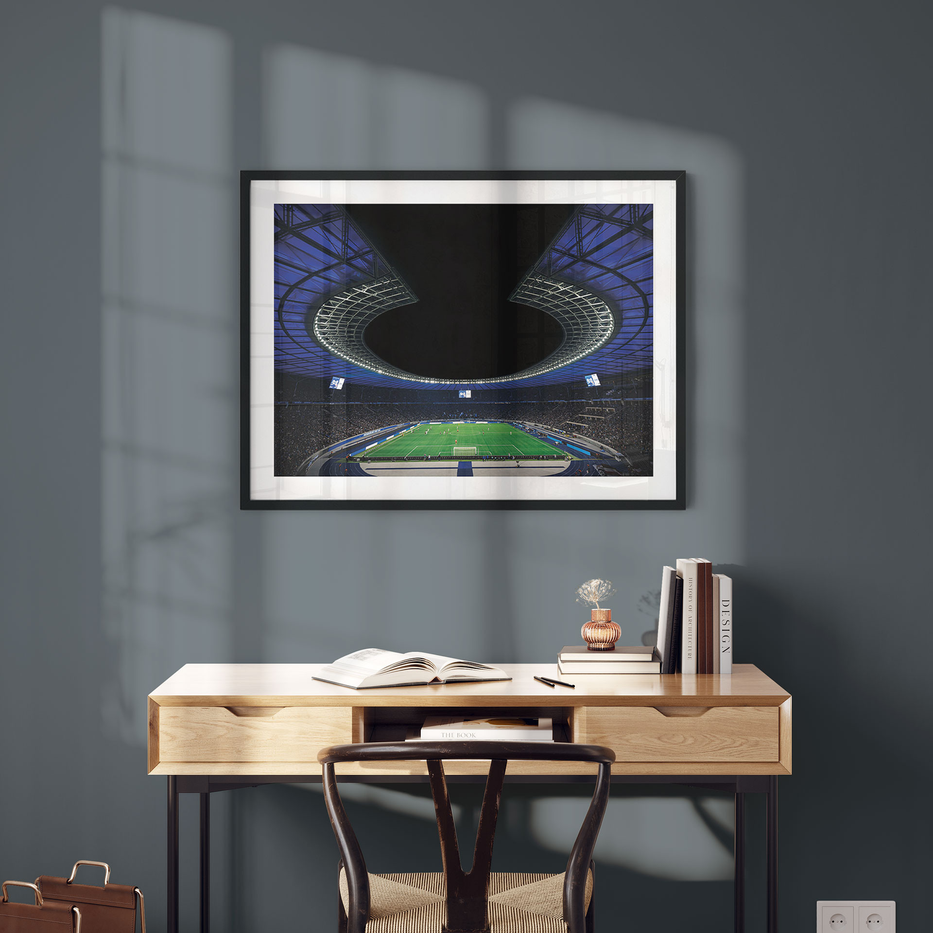 Poster Hertha BSC - Volles Olympiastadion bei Nacht