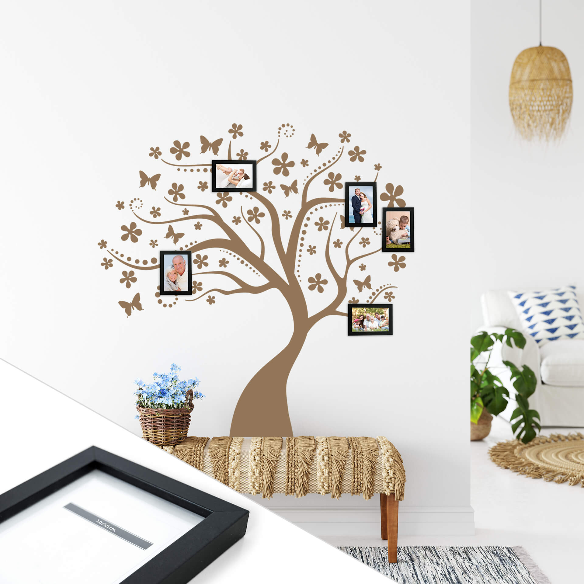 Wallsticker Drømmetræ inkl. 5 fotorammer
