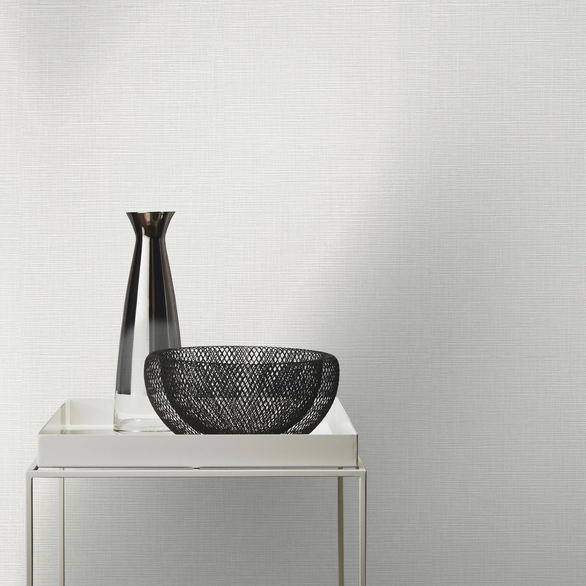 Effen behang, patroonbehang met structuur Bauhaus wit