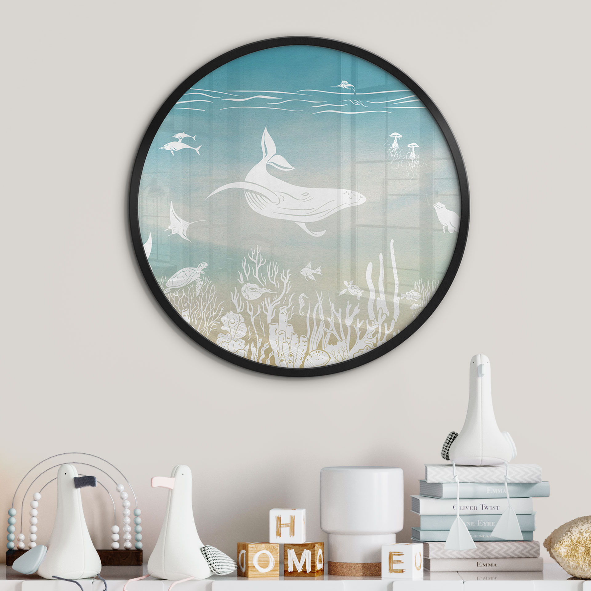 Poster Paradis sous-marin - Ombre - Kikki Belle - Rond