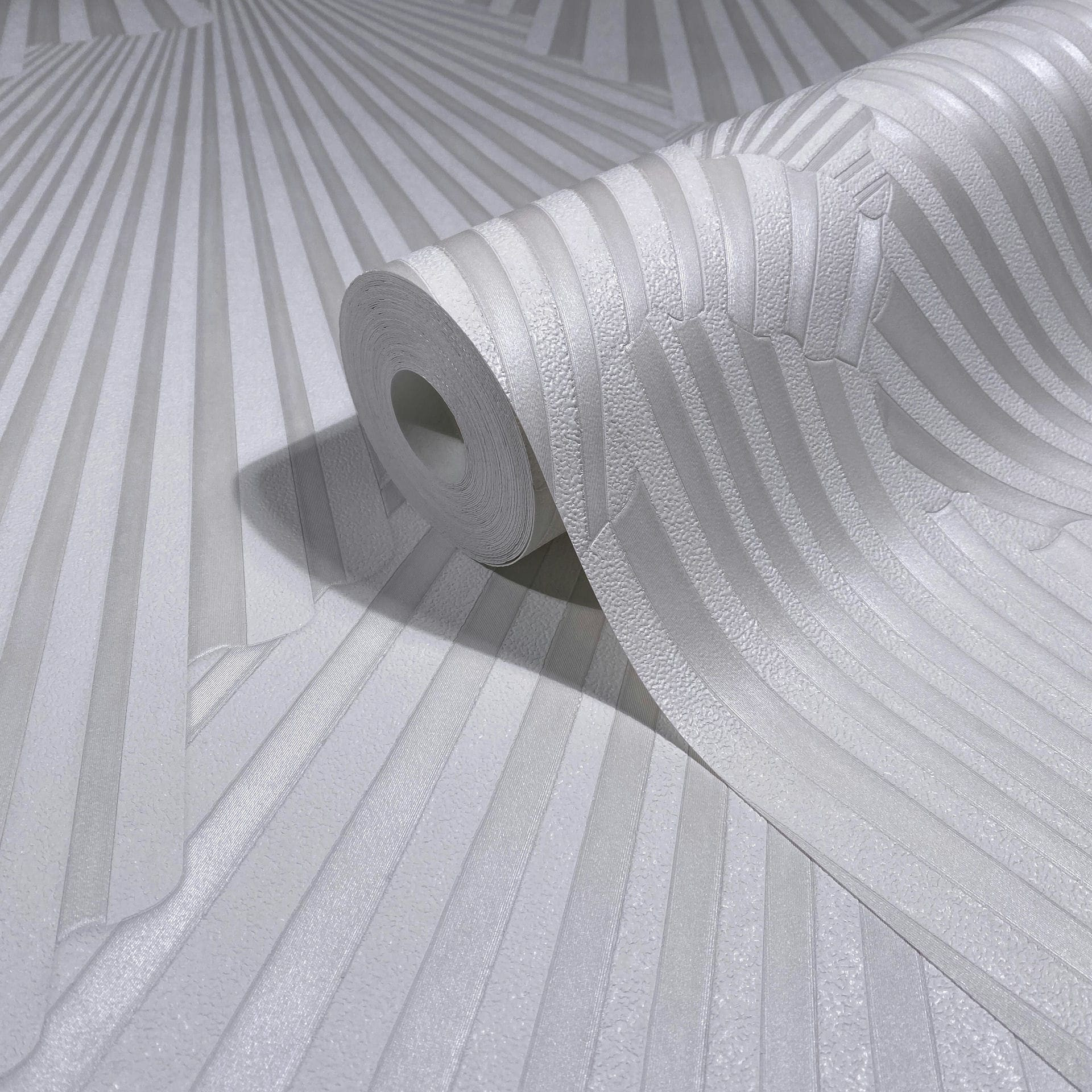 Vliesbehang 3D look, strepen grafisch geometrisch in wit - Papis Loveday