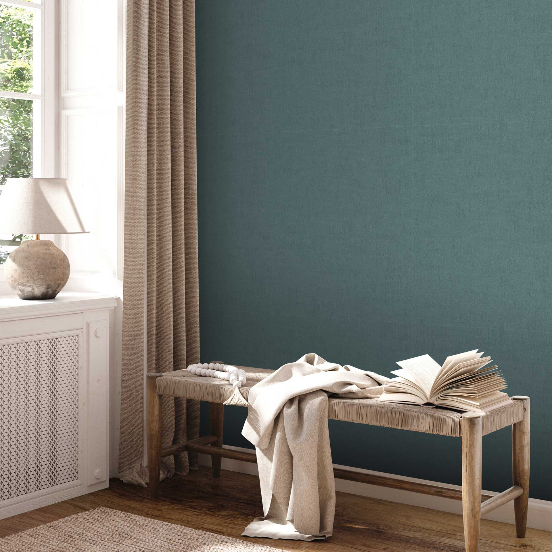 structuurbehang effen kleur groen blauw - behangpapier met gipslook - behangpapier met textuur
