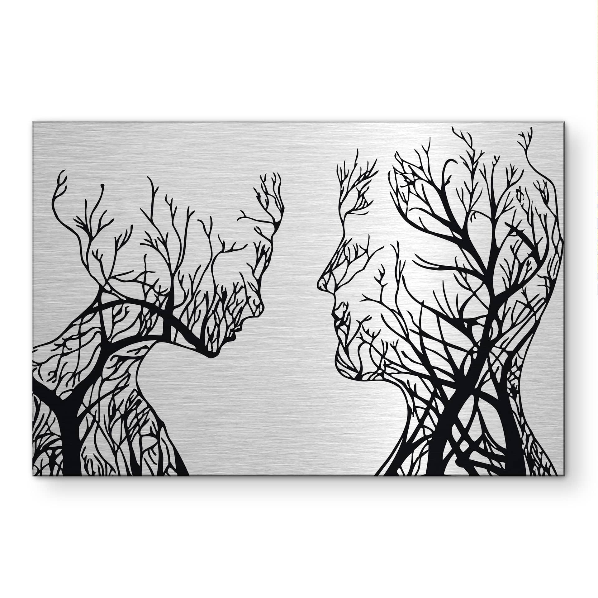Alu-Dibond brossé avec Effet Doré, Argenté & Cuivré - Couple de racines d'arbre