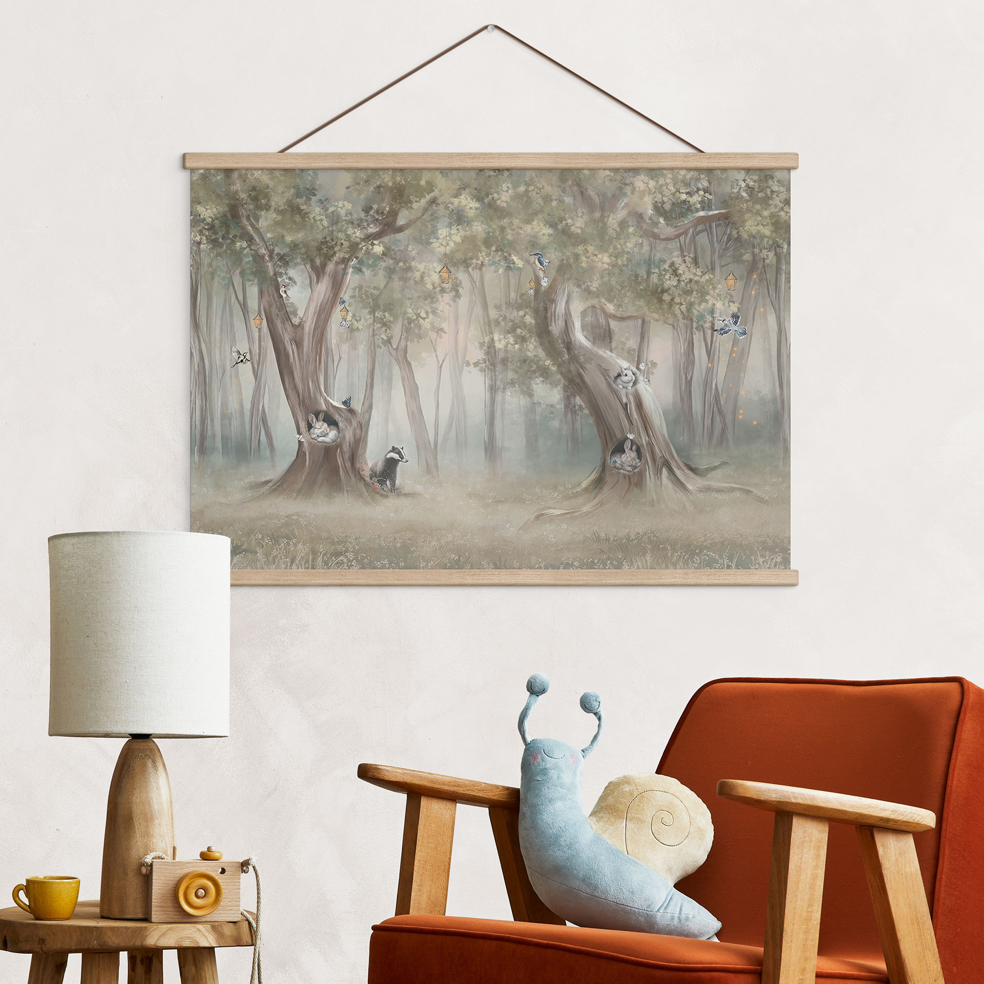 Textielposter Schattige bosdieren tussen de bomen - Ms Tiff