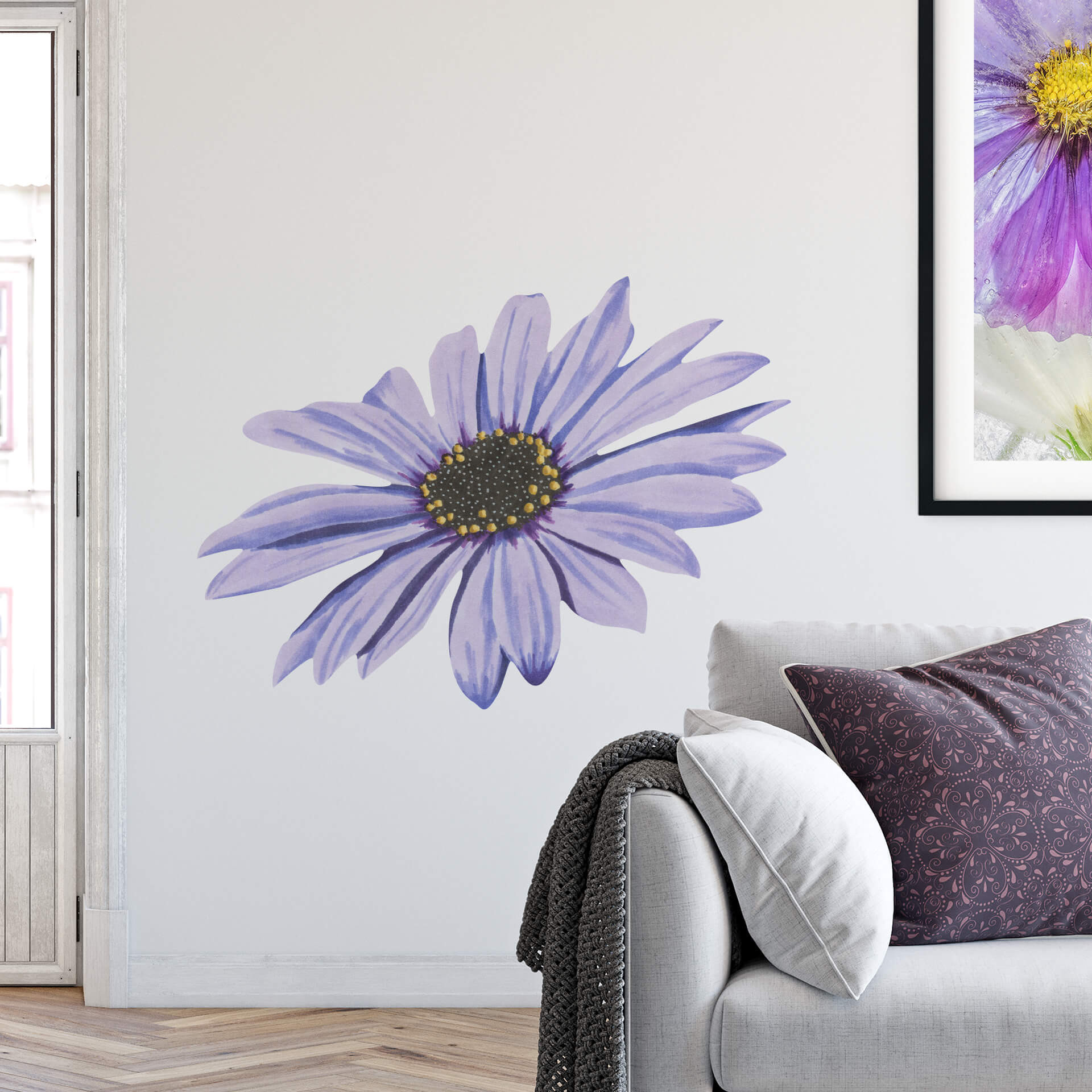 Wandtattoo Bornholmer Margeritenblüte lila Watercolor