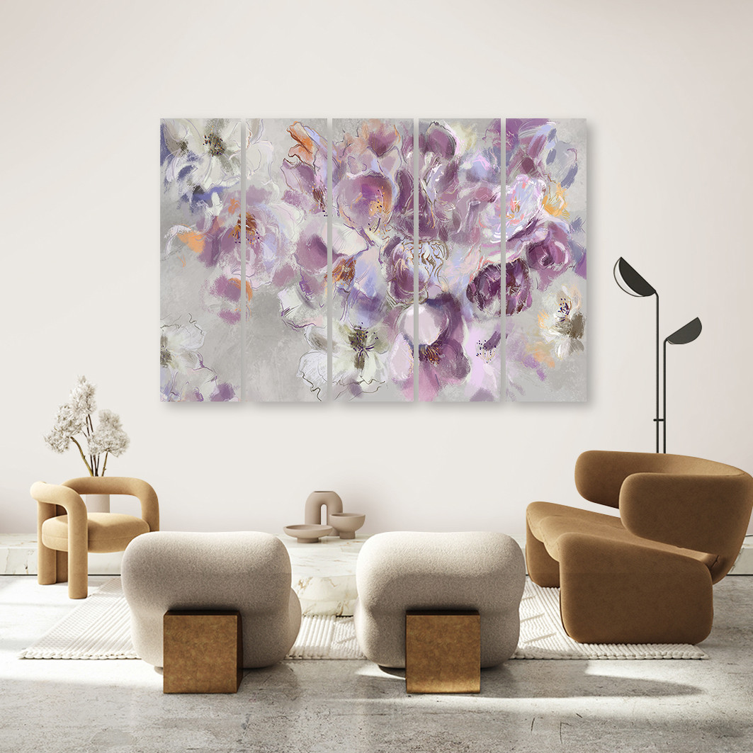 5 stykke lærredstryk, Irisblomst