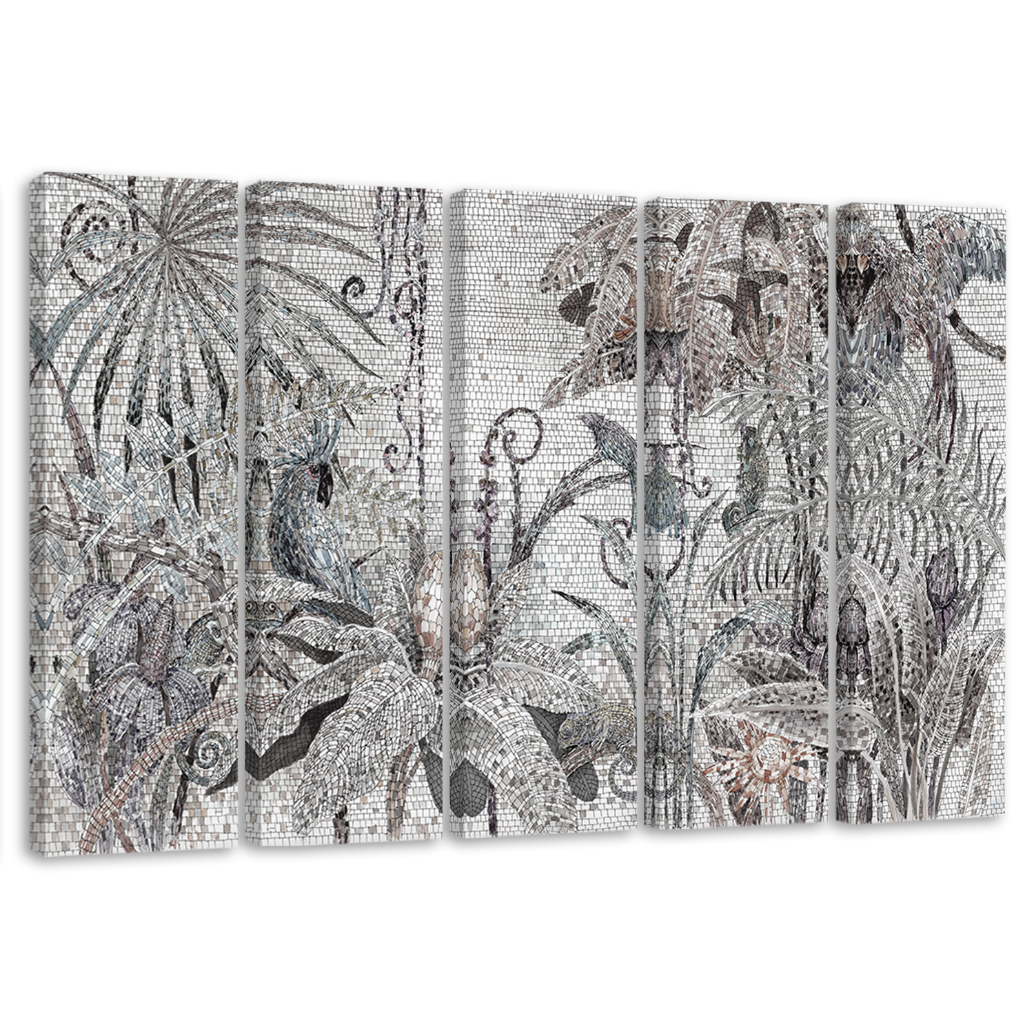 5 stykke lærredstryk Mosaikjungle