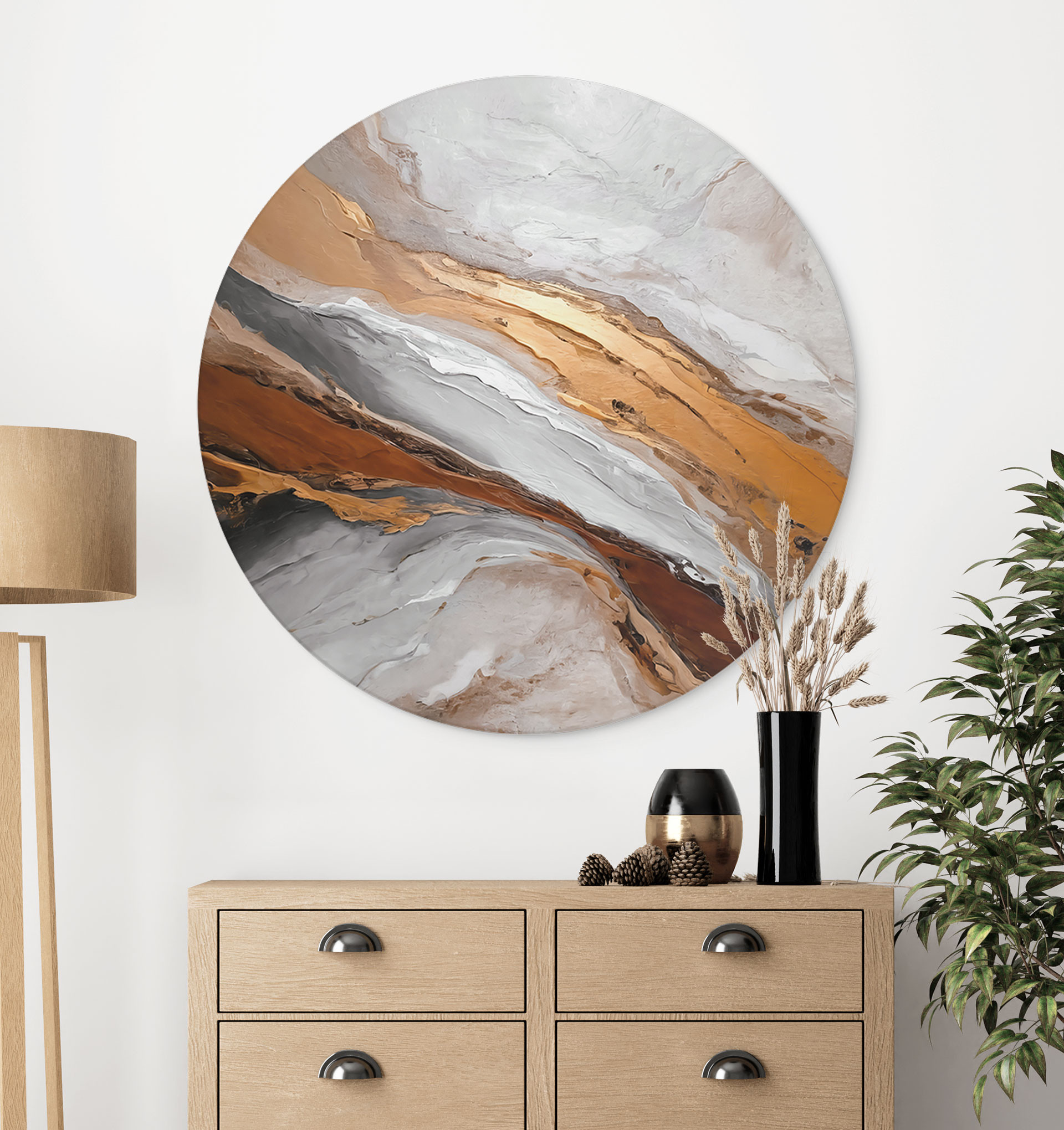 Wandbild Himmel und Erde in fließenden Farben - Alpenglow Workshop - Alu-Dibond - Rund