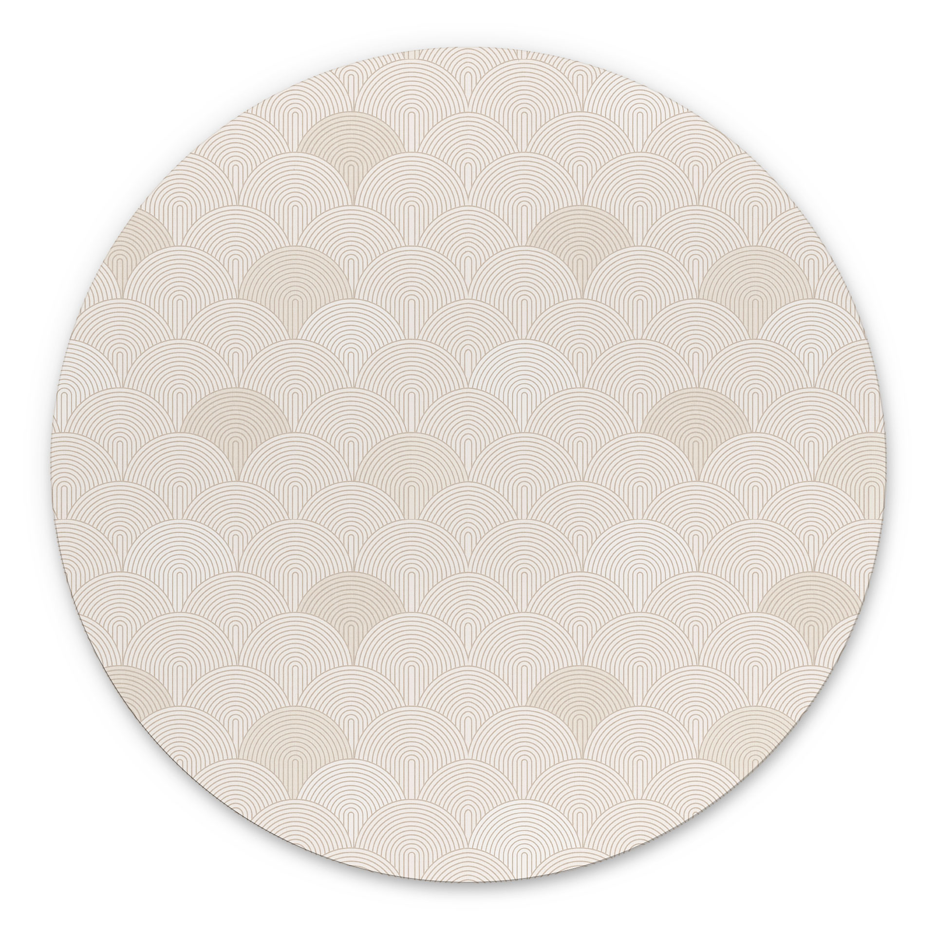Billede Abstrakte halvcirkler i blød beige - Bloomery Decor - rund – print på aluminium (Alu-Dibond)