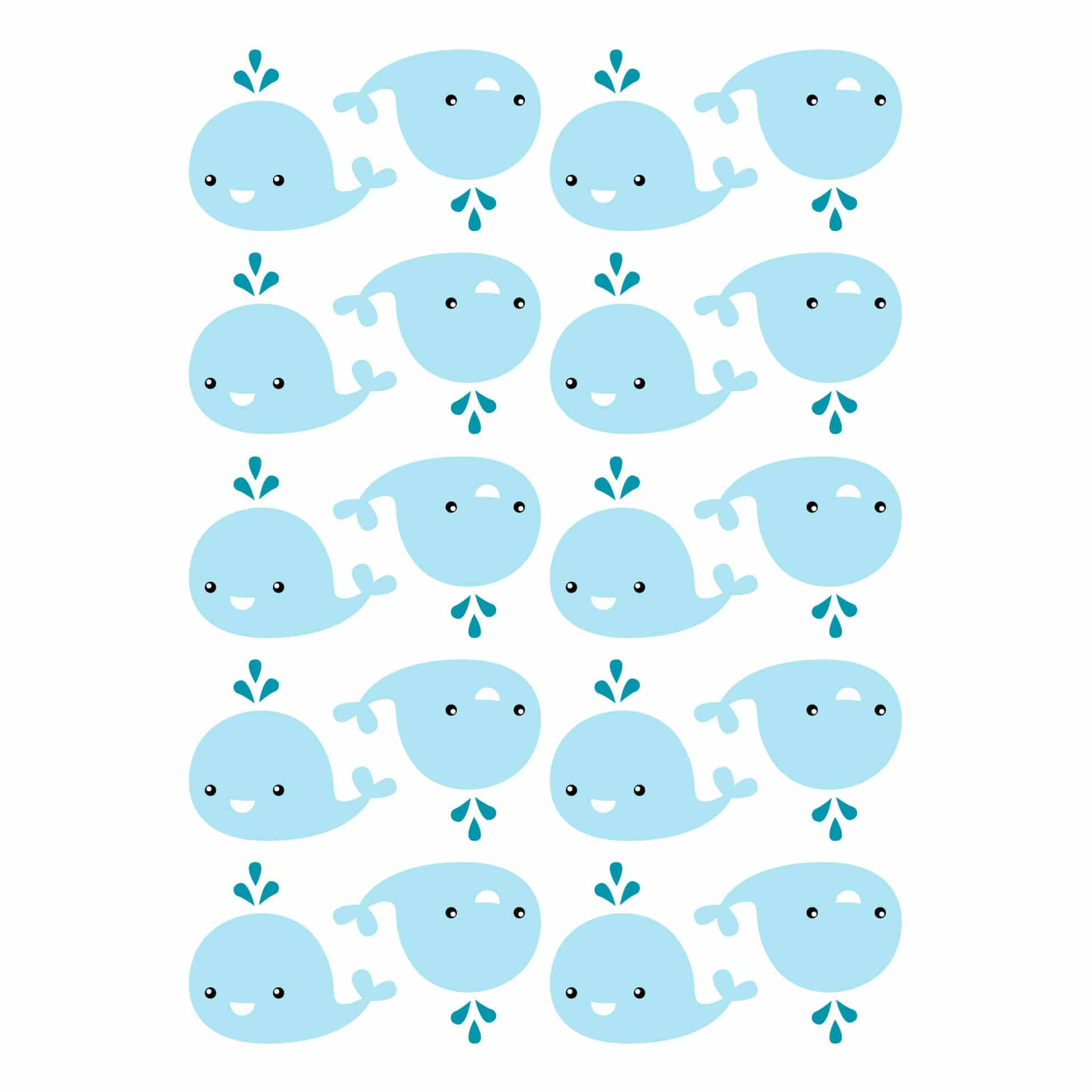 Muursticker set baby walvissen