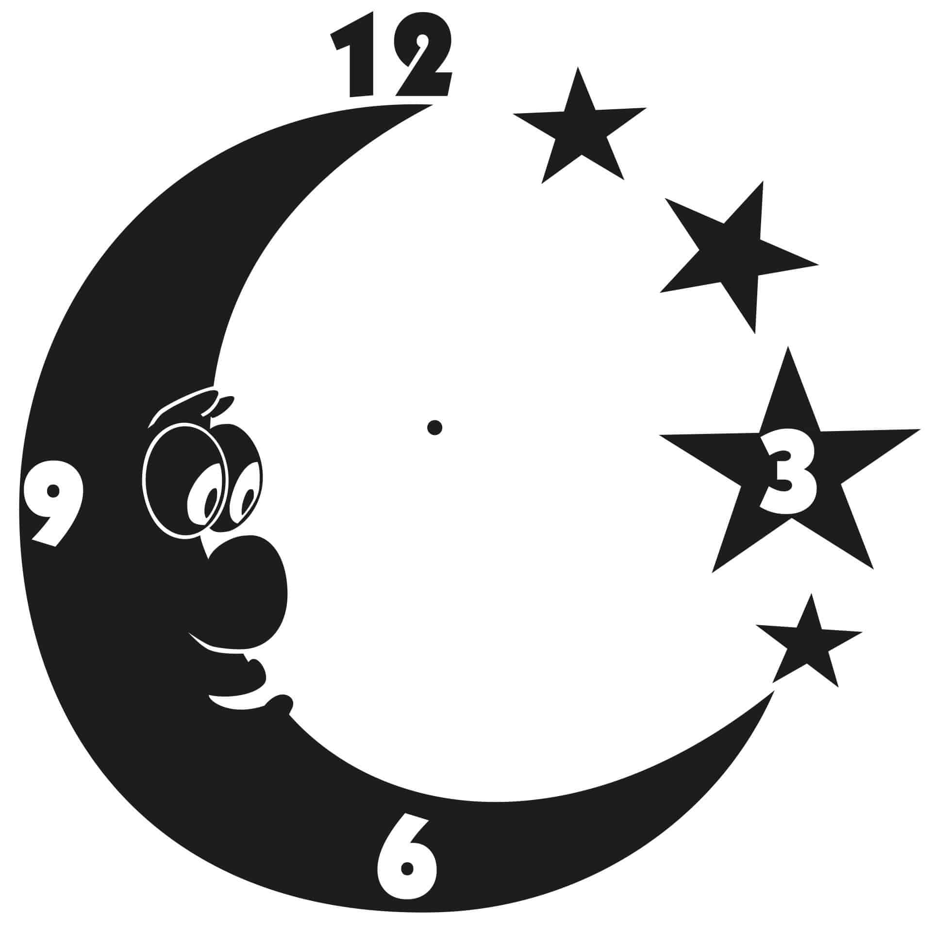 Sticker mural - Horloge murale  Lune et étoiles