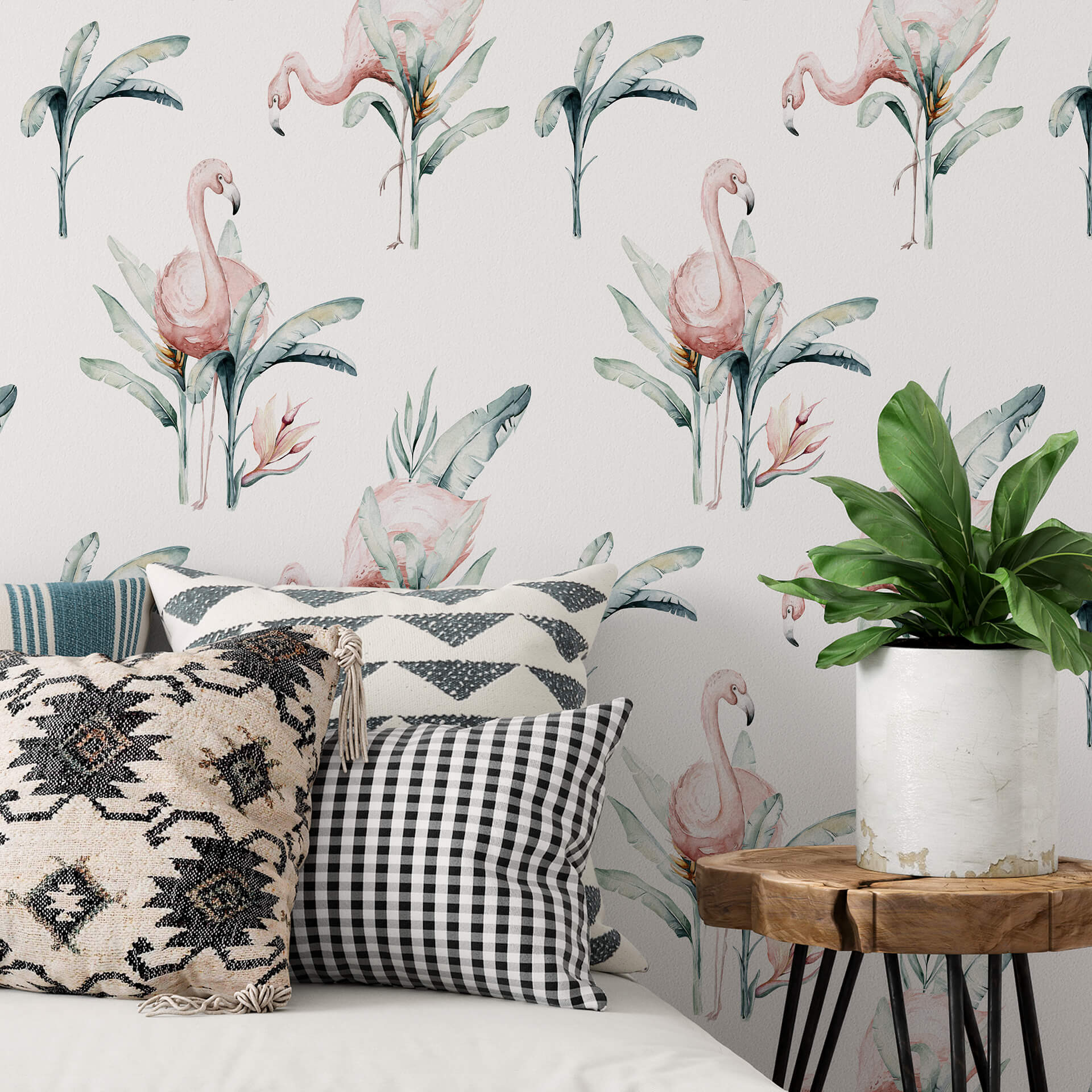 Patroonbehang Kvilis - Flamingos