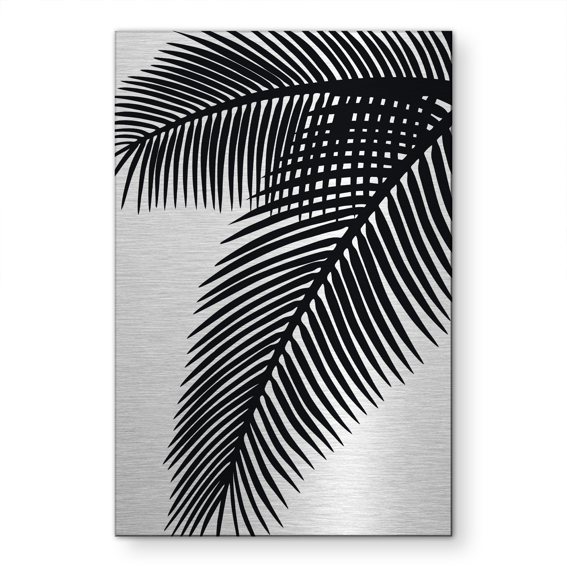 Alu-Dibond brossé avec Effet Doré, Argenté & Cuivré - Feuilles de palmier tropicales