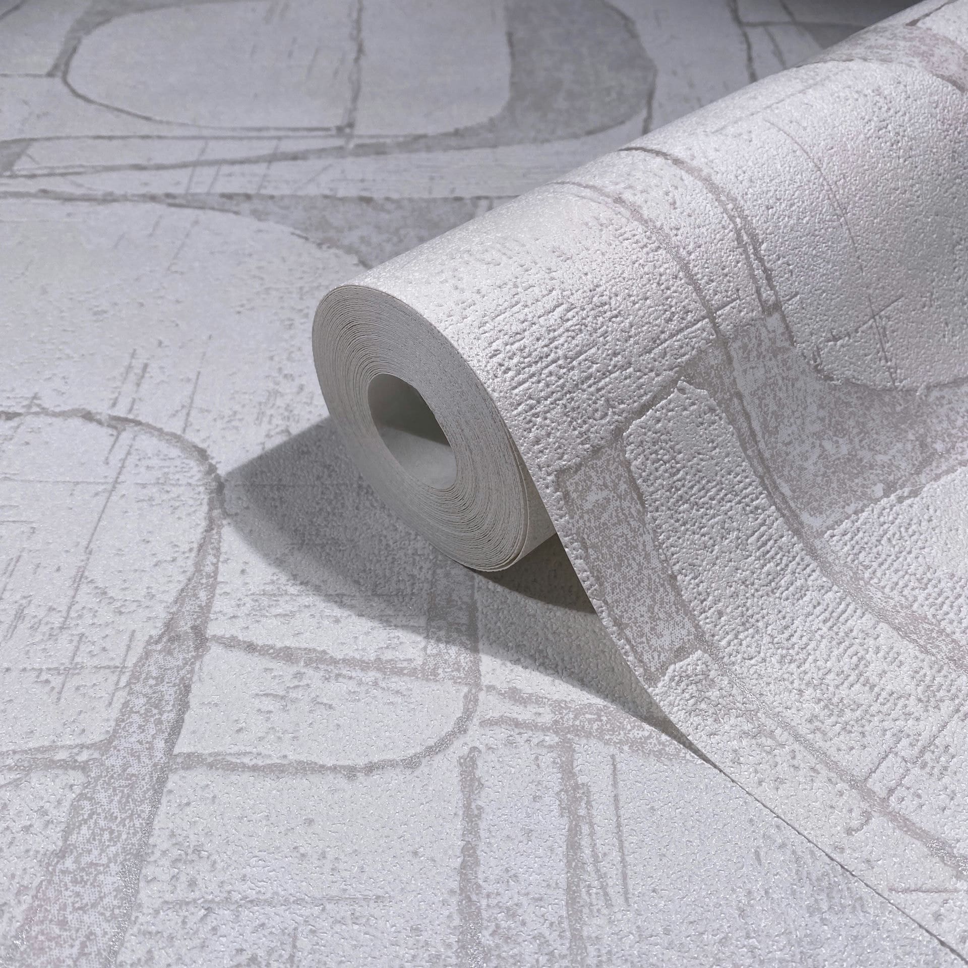 Vliesbehang in wit glanzend geometrische vormen grafisch modern