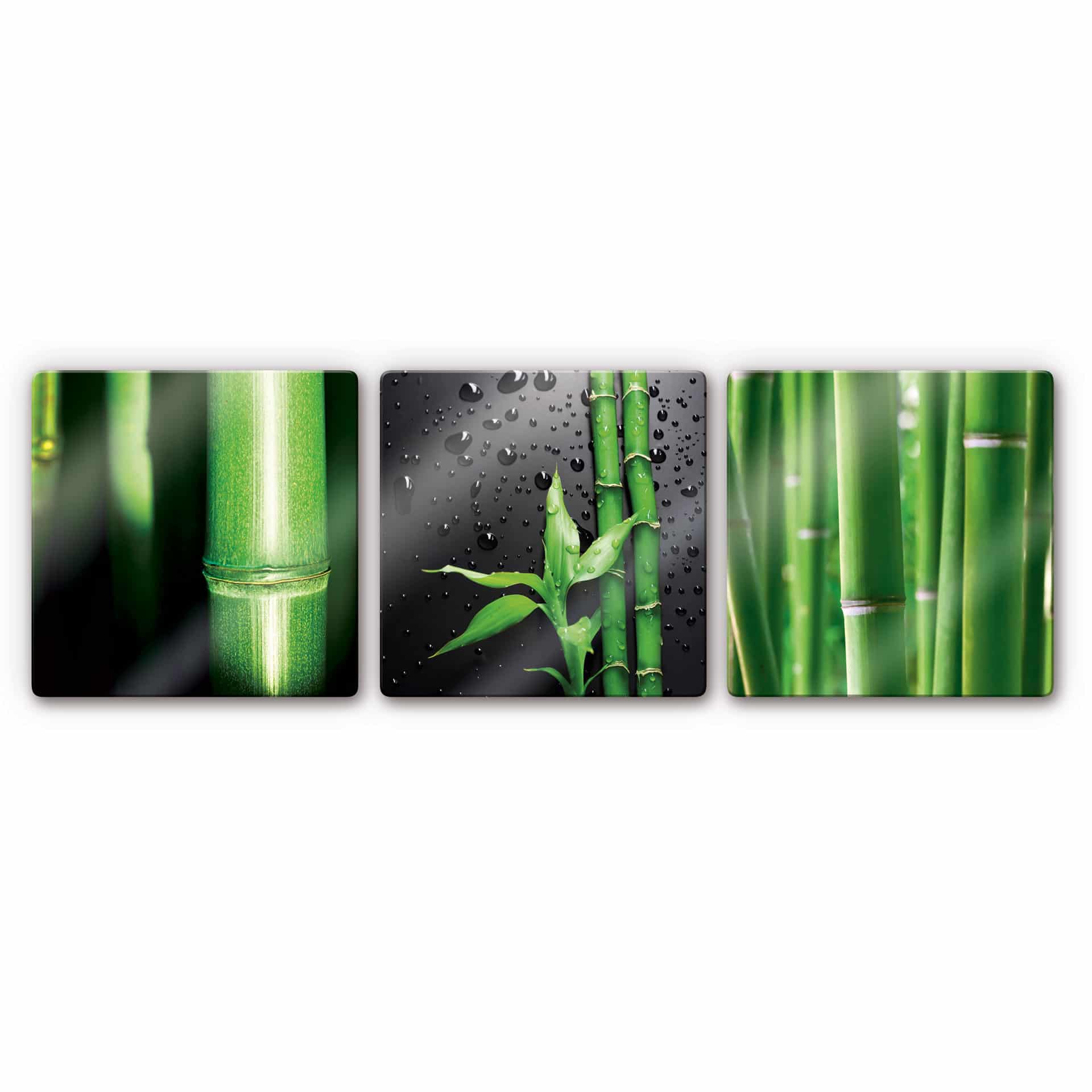 Tableau en verre - Set de bambou - carré (3 parties)