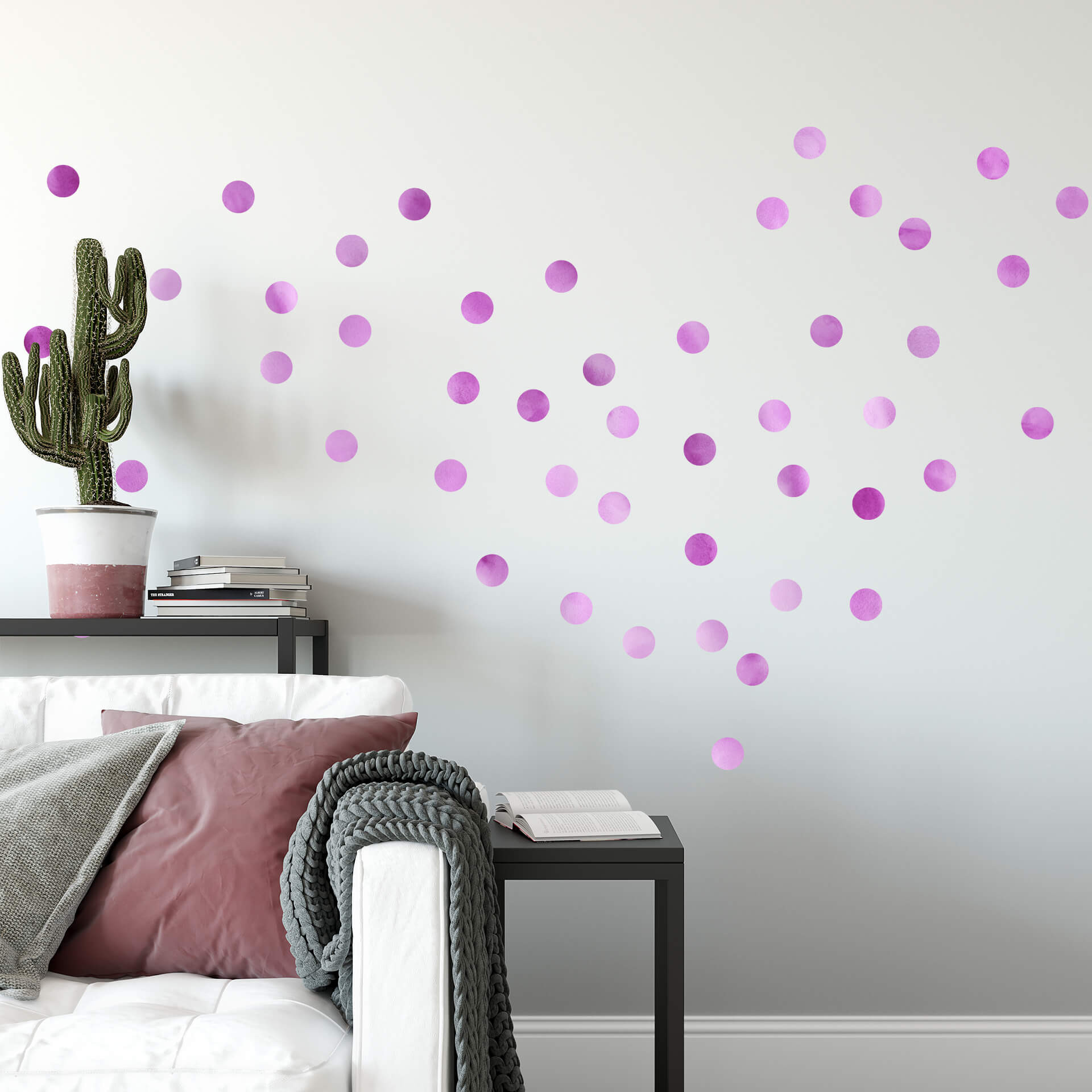 Muursticker set stippen - Paars (50 stickers)