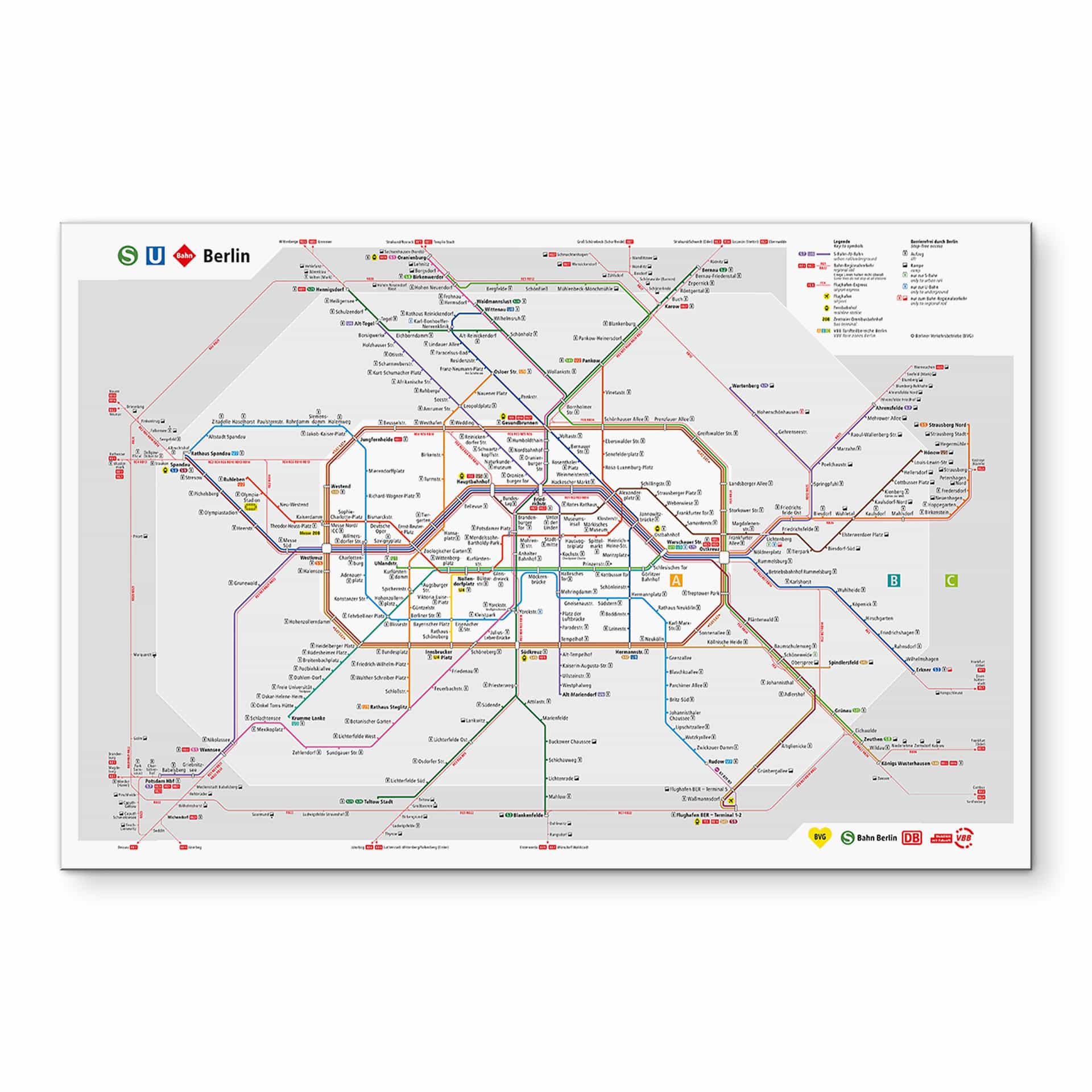 Wandbild BVG Berlin - Netzplan Berlin - Alu-Dibond