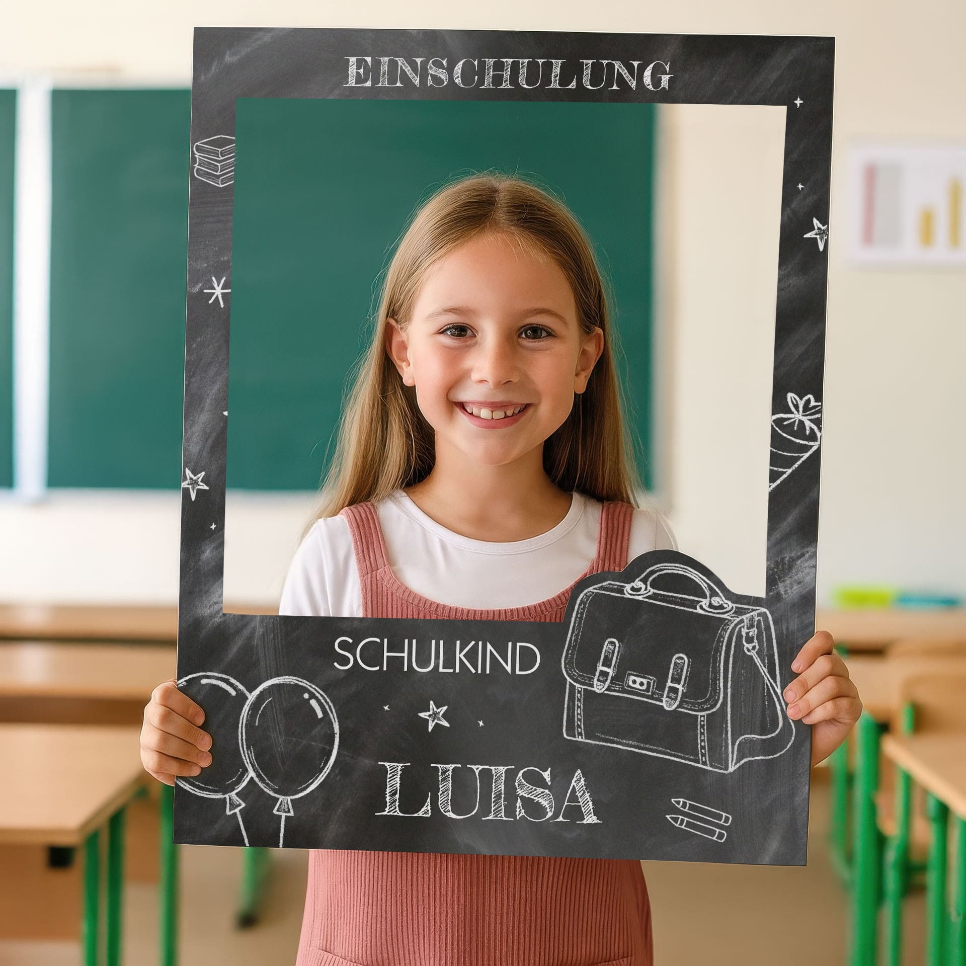 Fotorahmen Einschulung Tafel-Look - personalisierbar