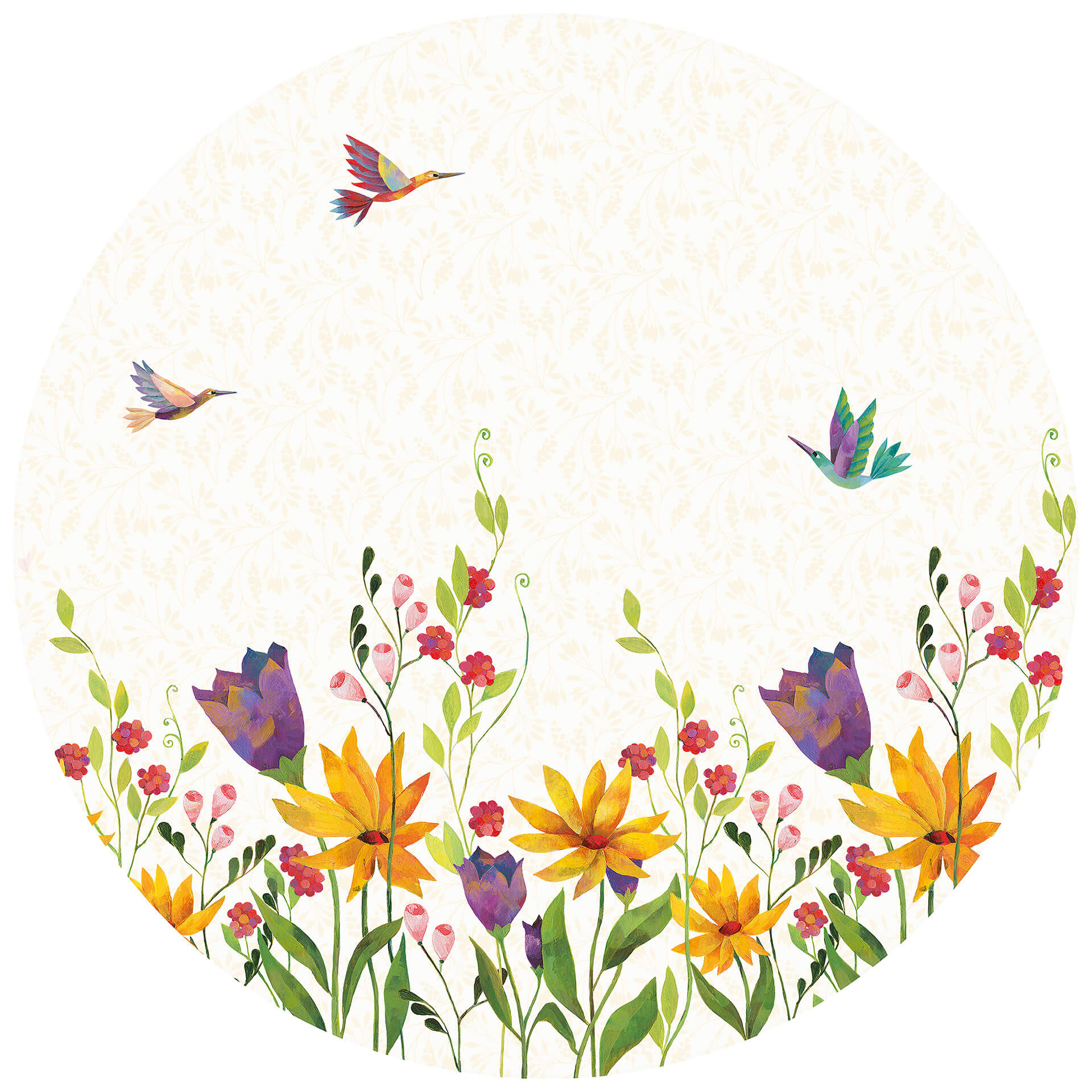 Behangcirkel Blanz - Flower Poetry - vliesbehang/zelfklevend vliesbehang