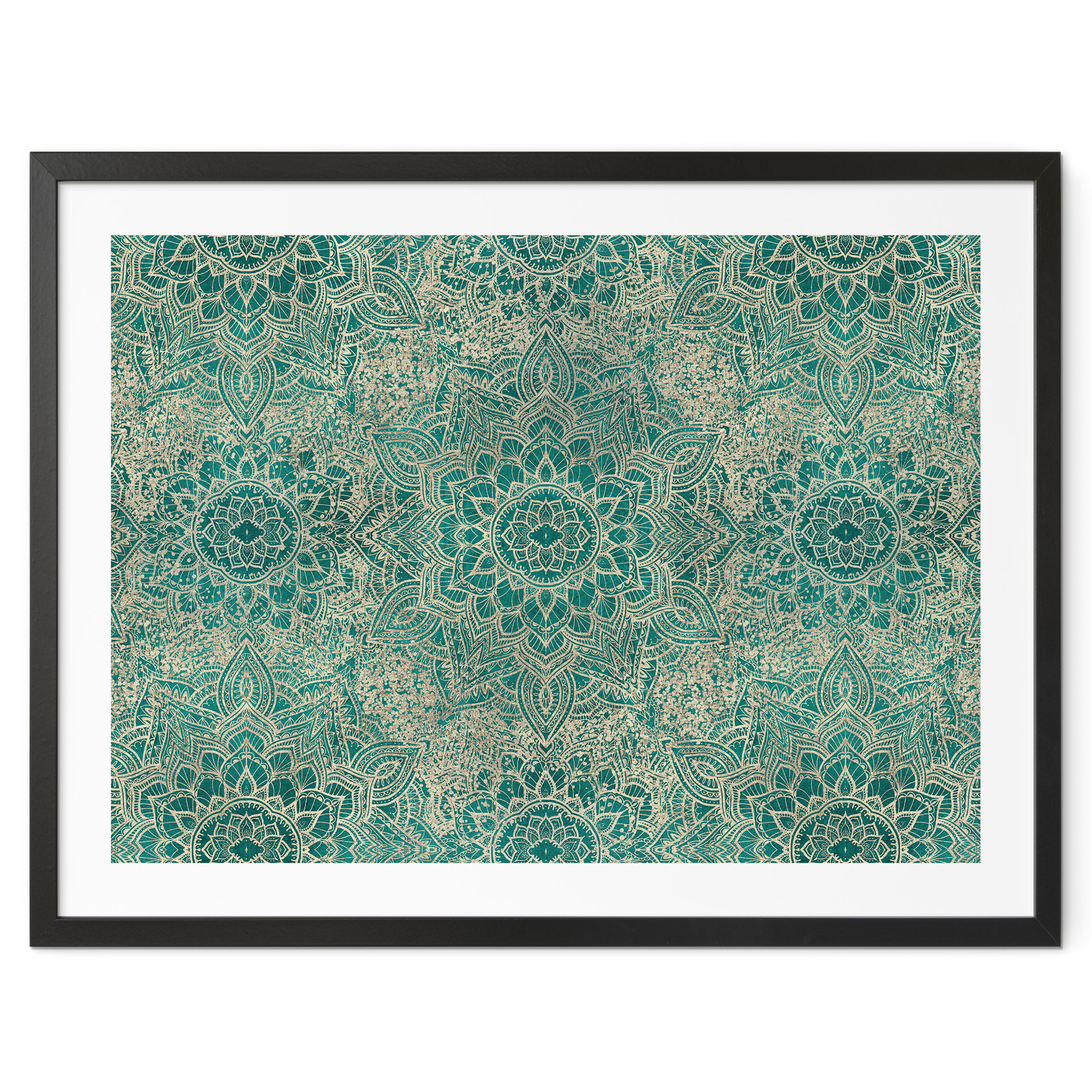 Poster Orientalische Ornamente - Mandala Boho Gold-grün - Bloomery Decor