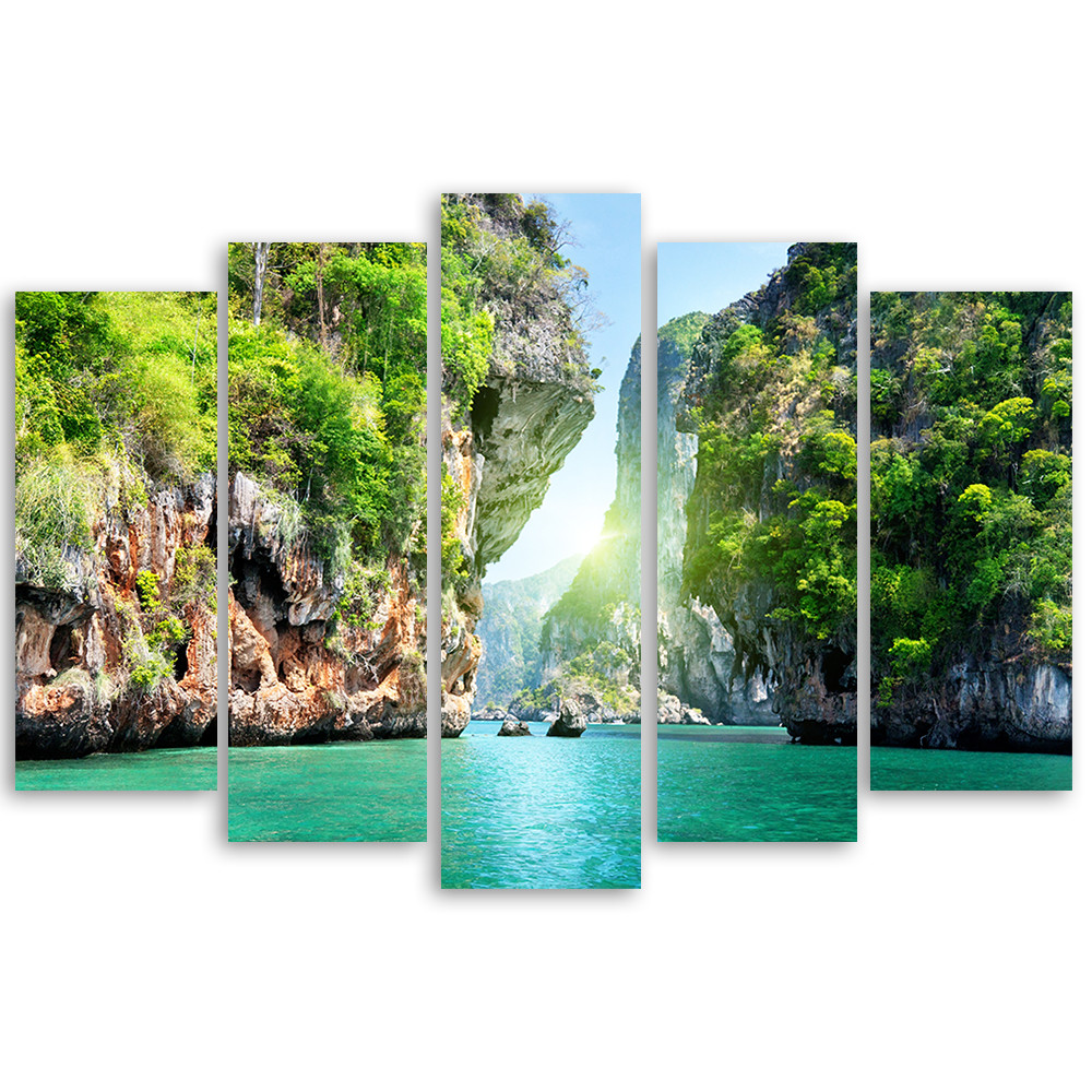 5 stykke lærredstryk Tropical Beach Maldiverne