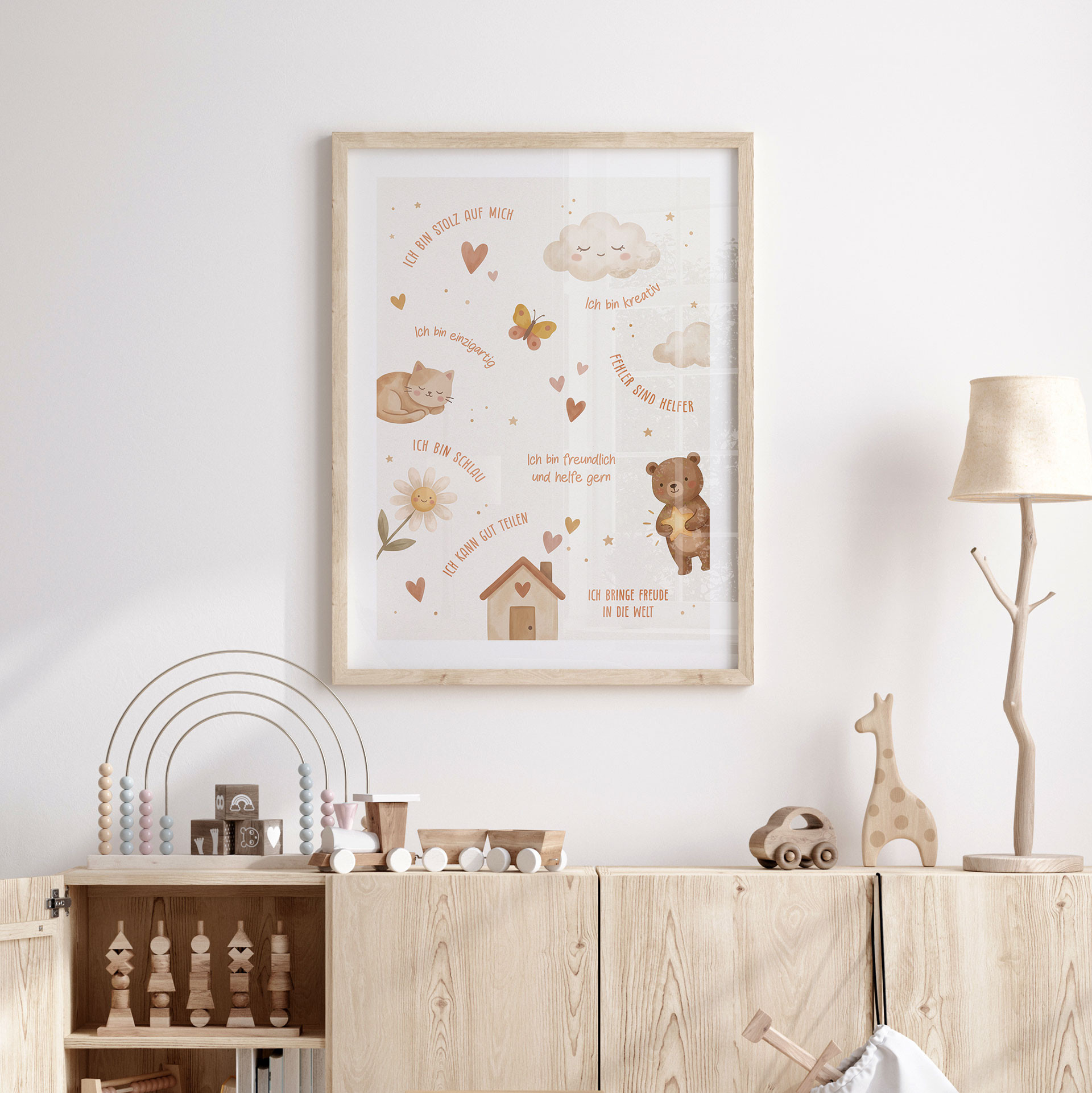 Kinder-Poster - Affirmationen Happy mit Bär und Stern