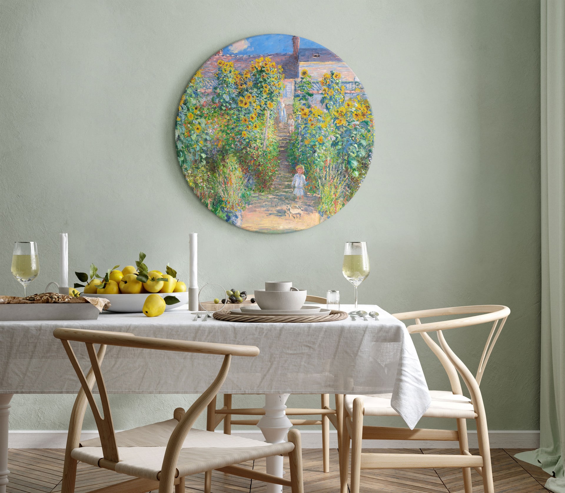 Rundes Leinwandbild Monet - Garten in Vétheui