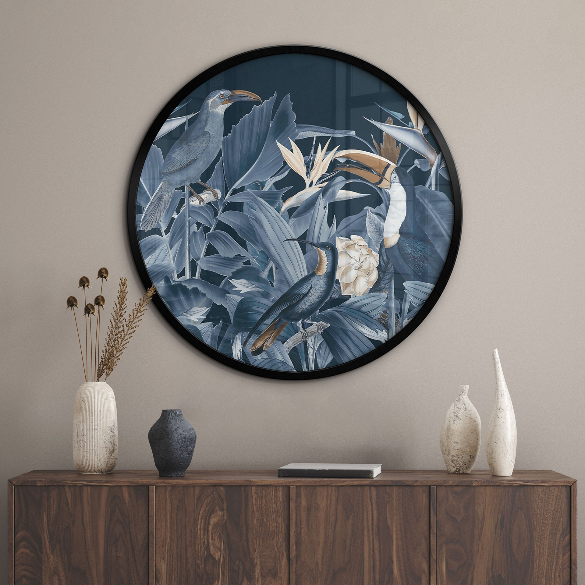 Poster Oiseaux tropicaux dans la forêt la nuit - Haase