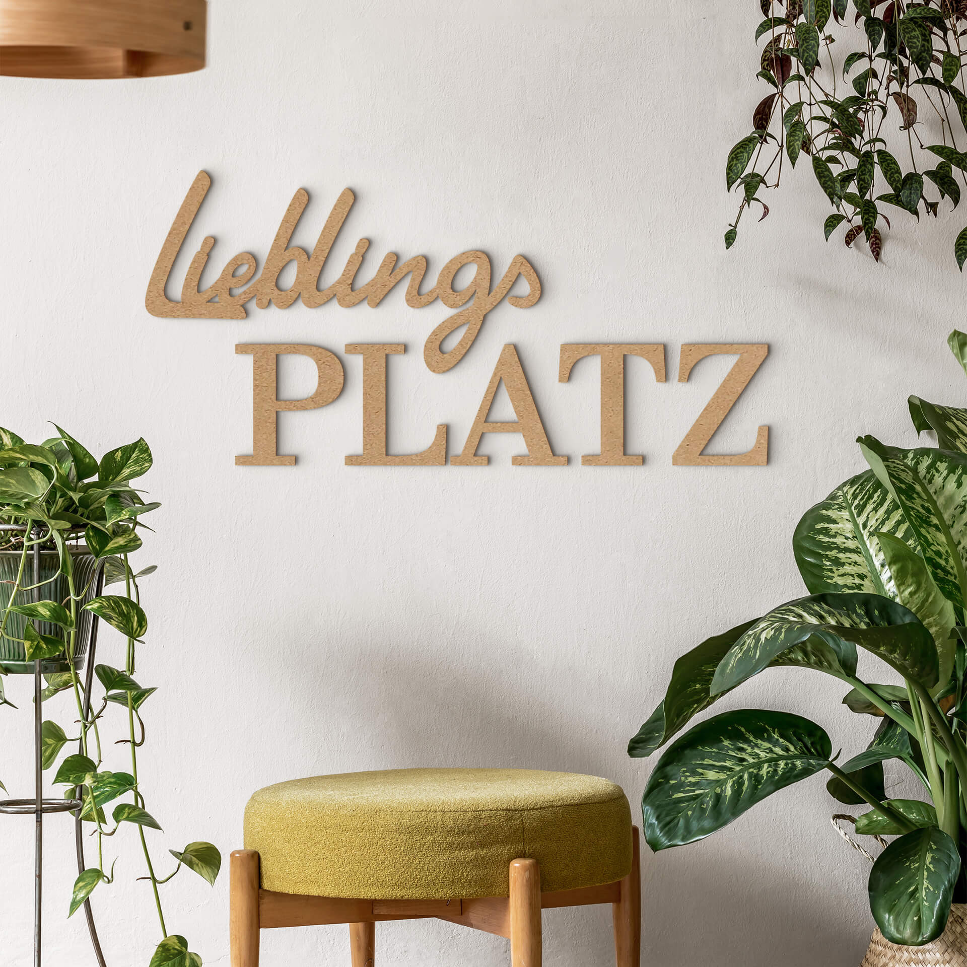 MDF-Deko 3D Schriftzug Lieblingsplatz - Natur