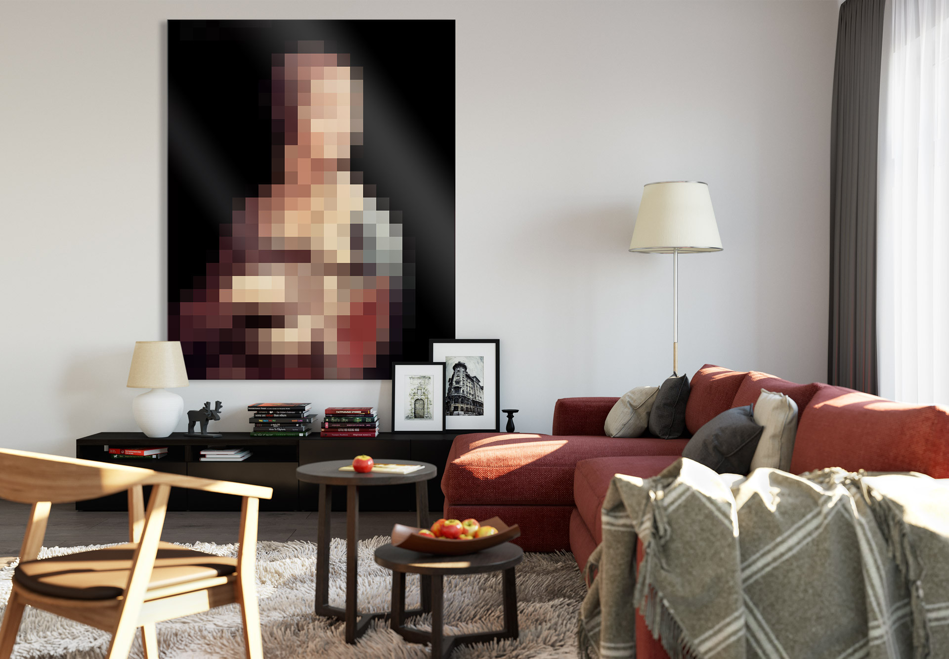 Akrylbillede Pixelart - da Vinci - Damen med hermelinen