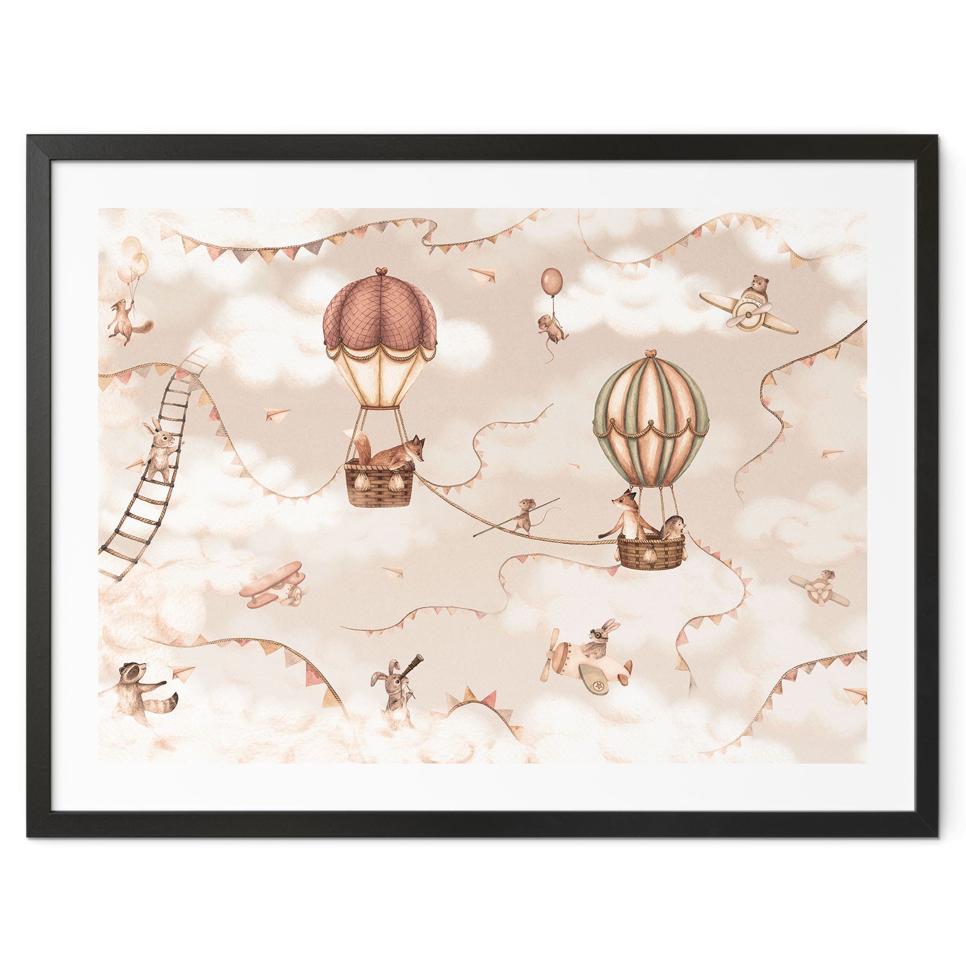 Poster Aventure Animalière en Montgolfière - Oliver Robins