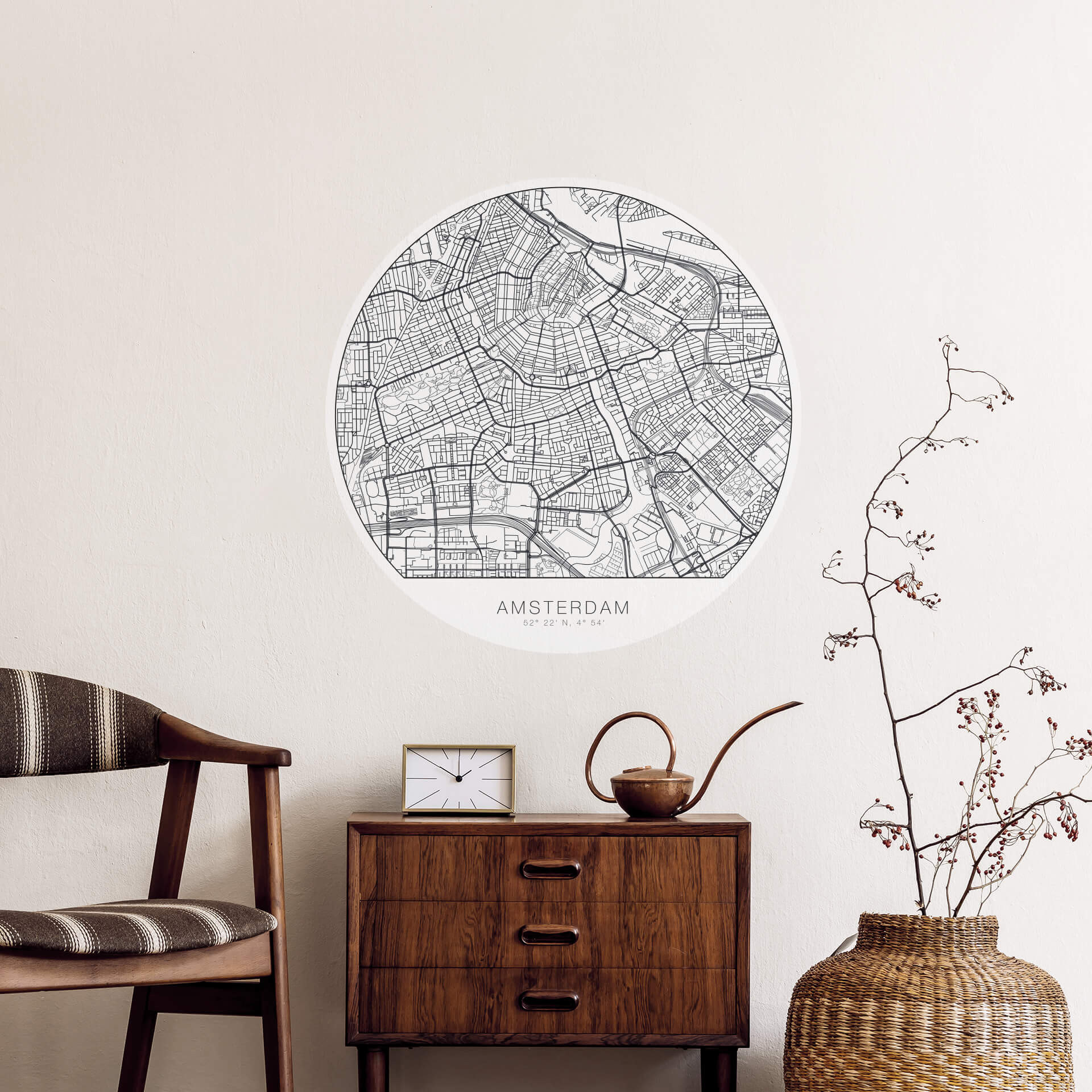 Wandtattoo Stadtplan Amsterdam - rund