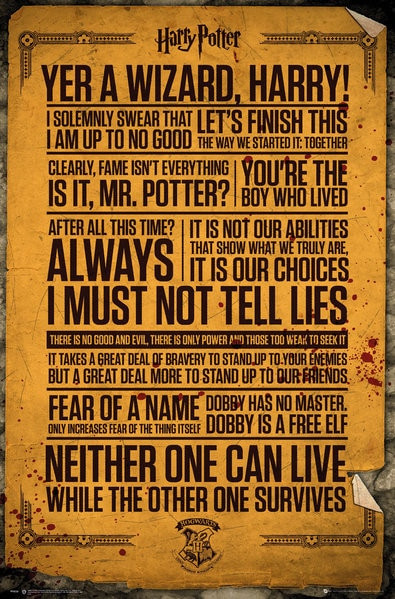 Poster, Filmposter Harry Potter - Quotes 61x91,5 cm