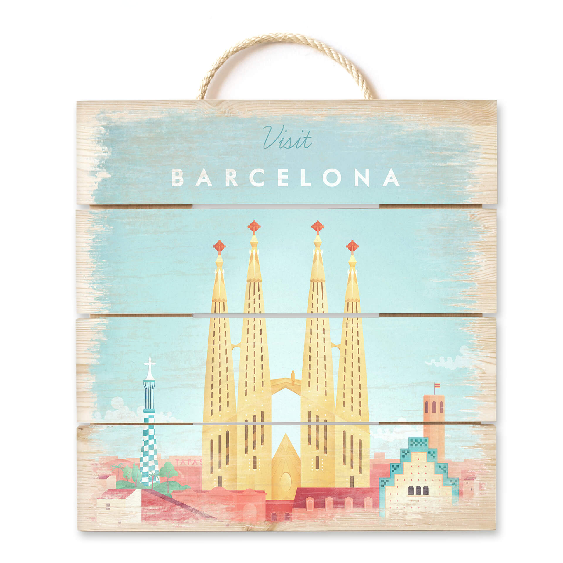 Obraz drewniany Rivers - Barcelona - 40x41,5 cm