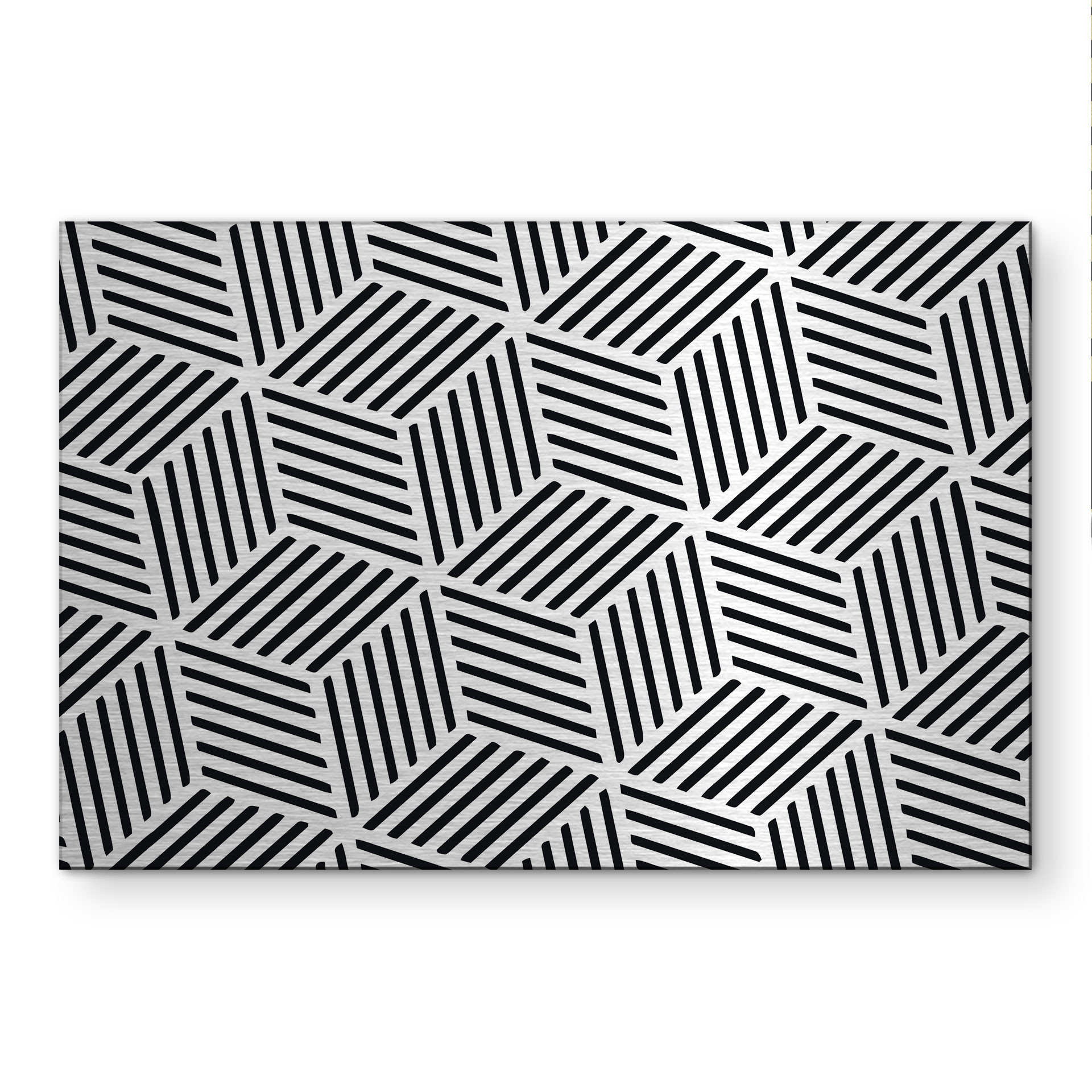 Alu-Dibond brossé avec Effet Doré, Argenté & Cuivré - Motif géométrique linéaire